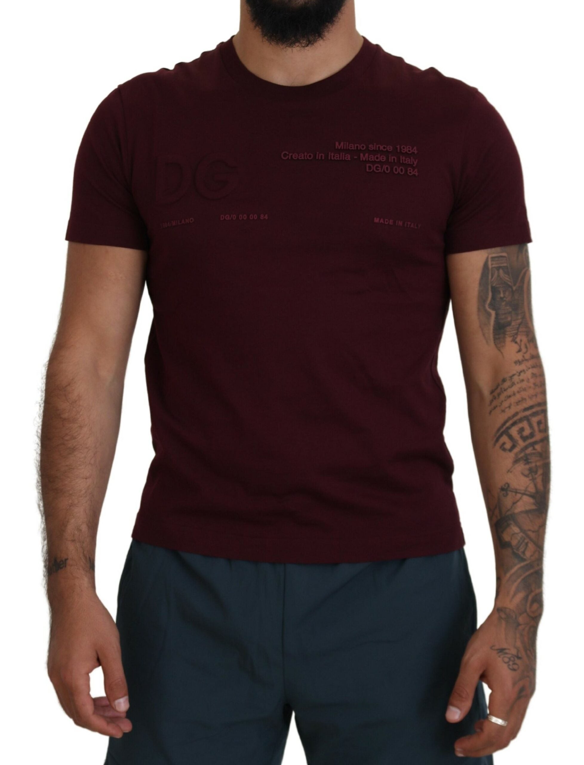 Dolce & Gabbana Chestnut Brown Printed Short Sleeve T-Shirt for Men-1