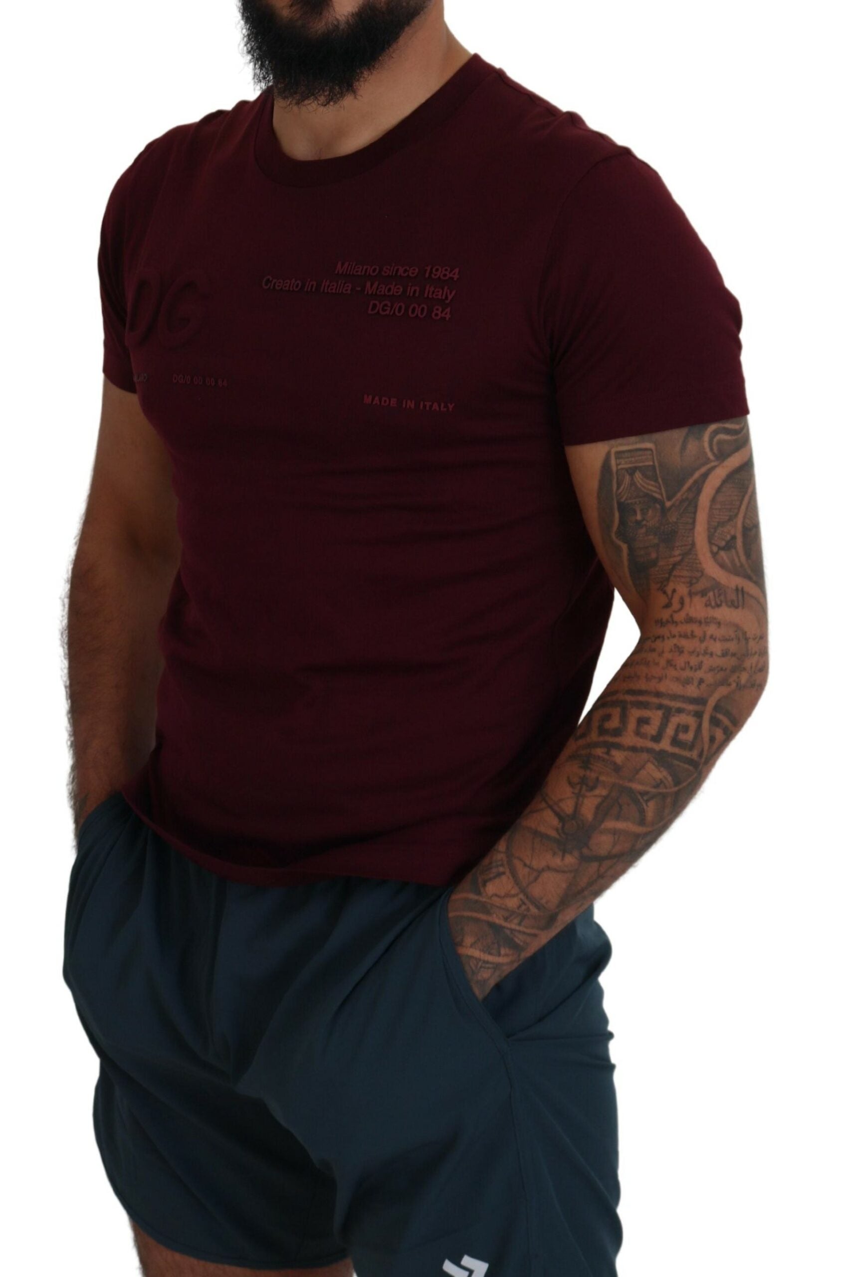 Dolce & Gabbana Chestnut Brown Printed Short Sleeve T-Shirt for Men-5