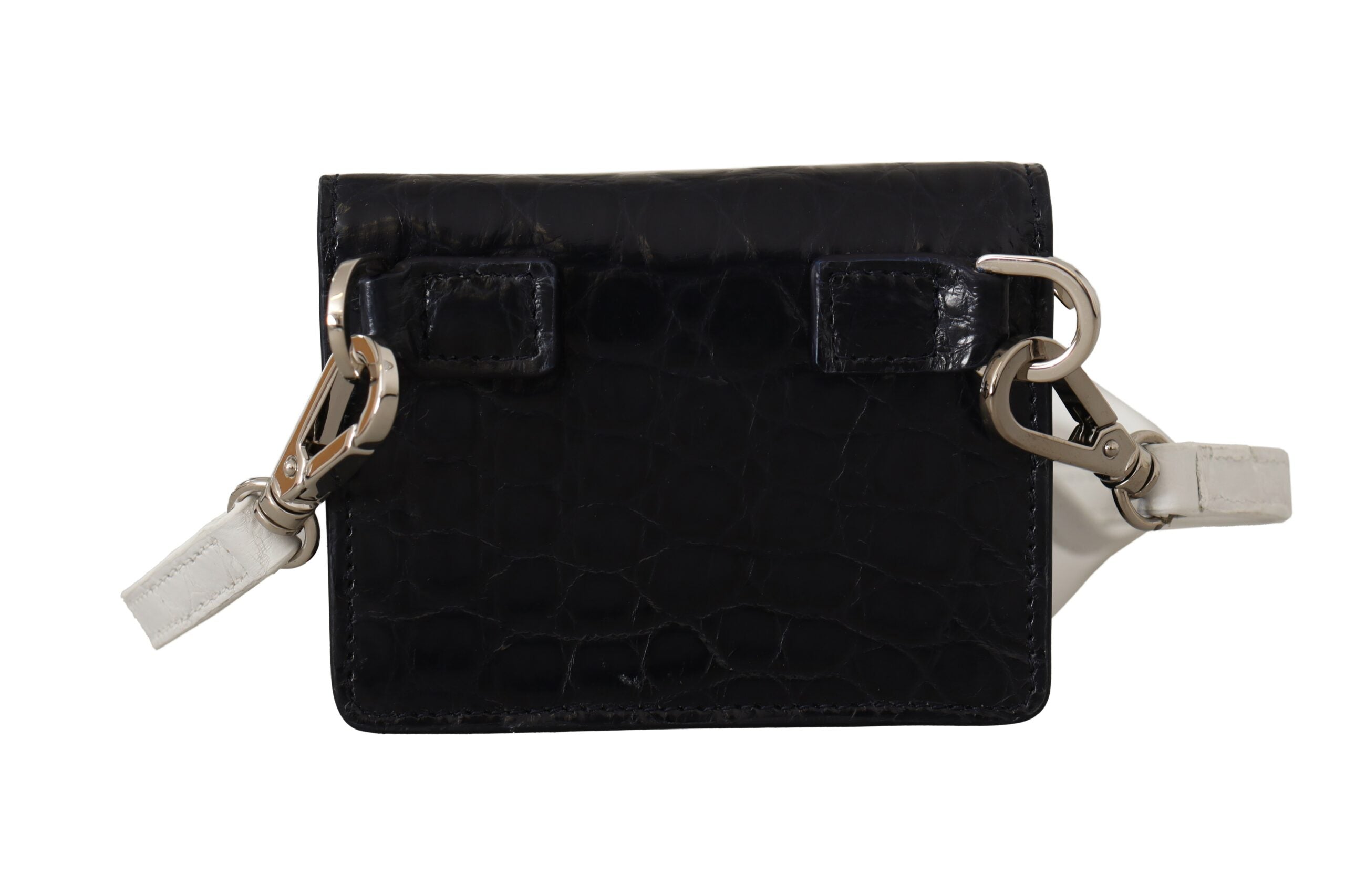 Dolce & Gabbana Blue White Caiman Leather Strap Card Holder Wallet-3