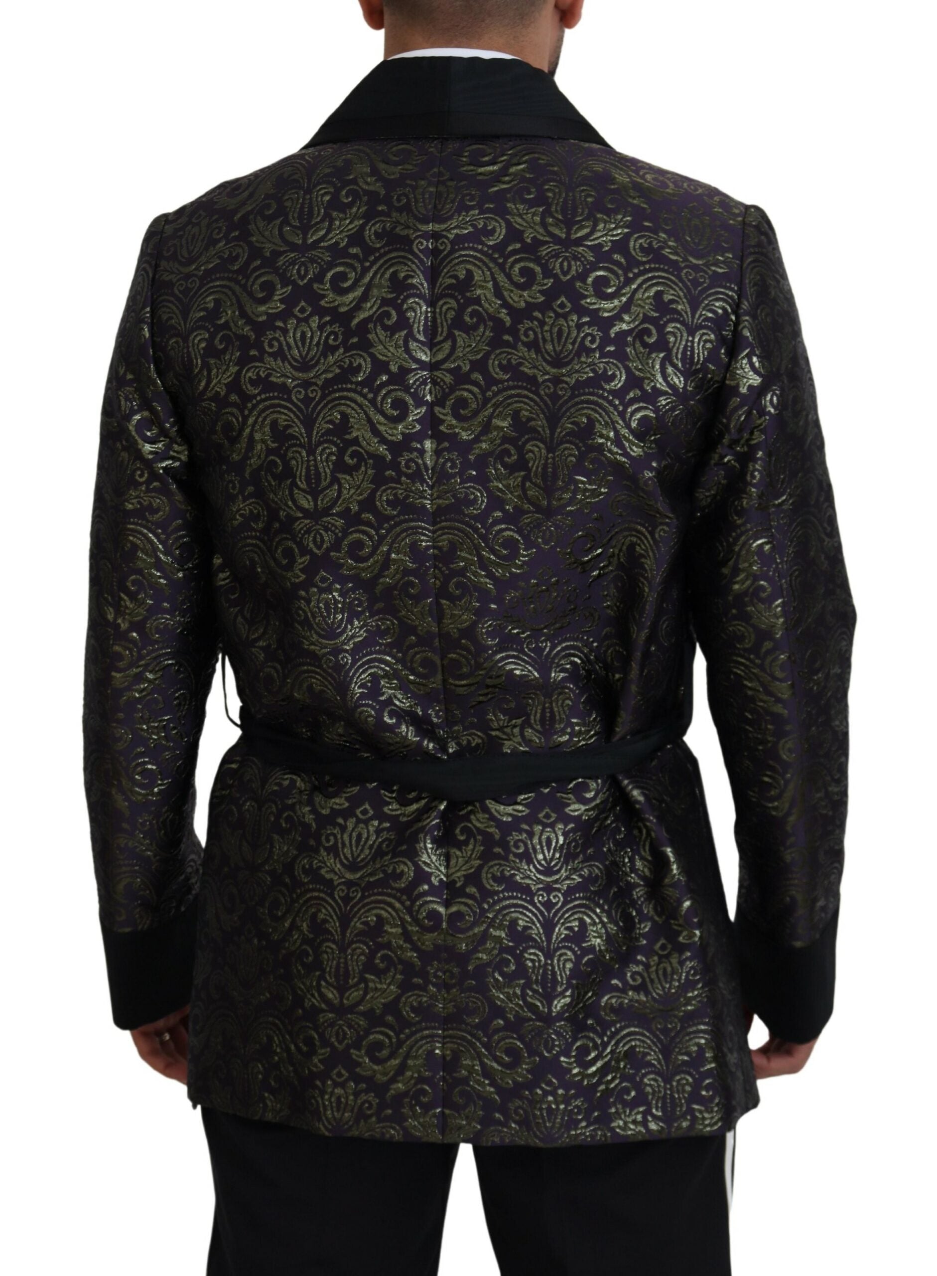 Dolce & Gabbana Gold Purple Baroque Jacket Blazer Robe-3