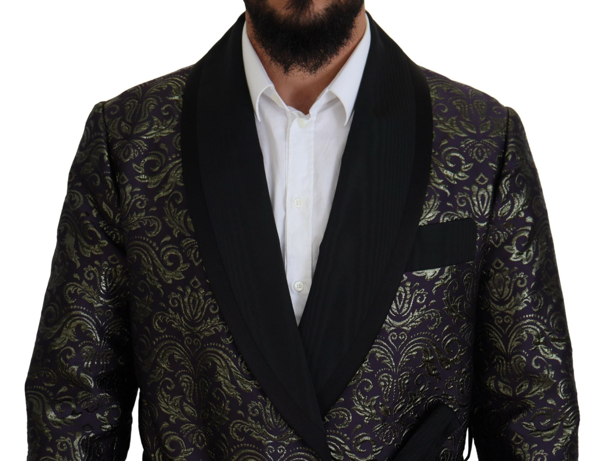 Dolce & Gabbana Gold Purple Baroque Jacket Blazer Robe-4