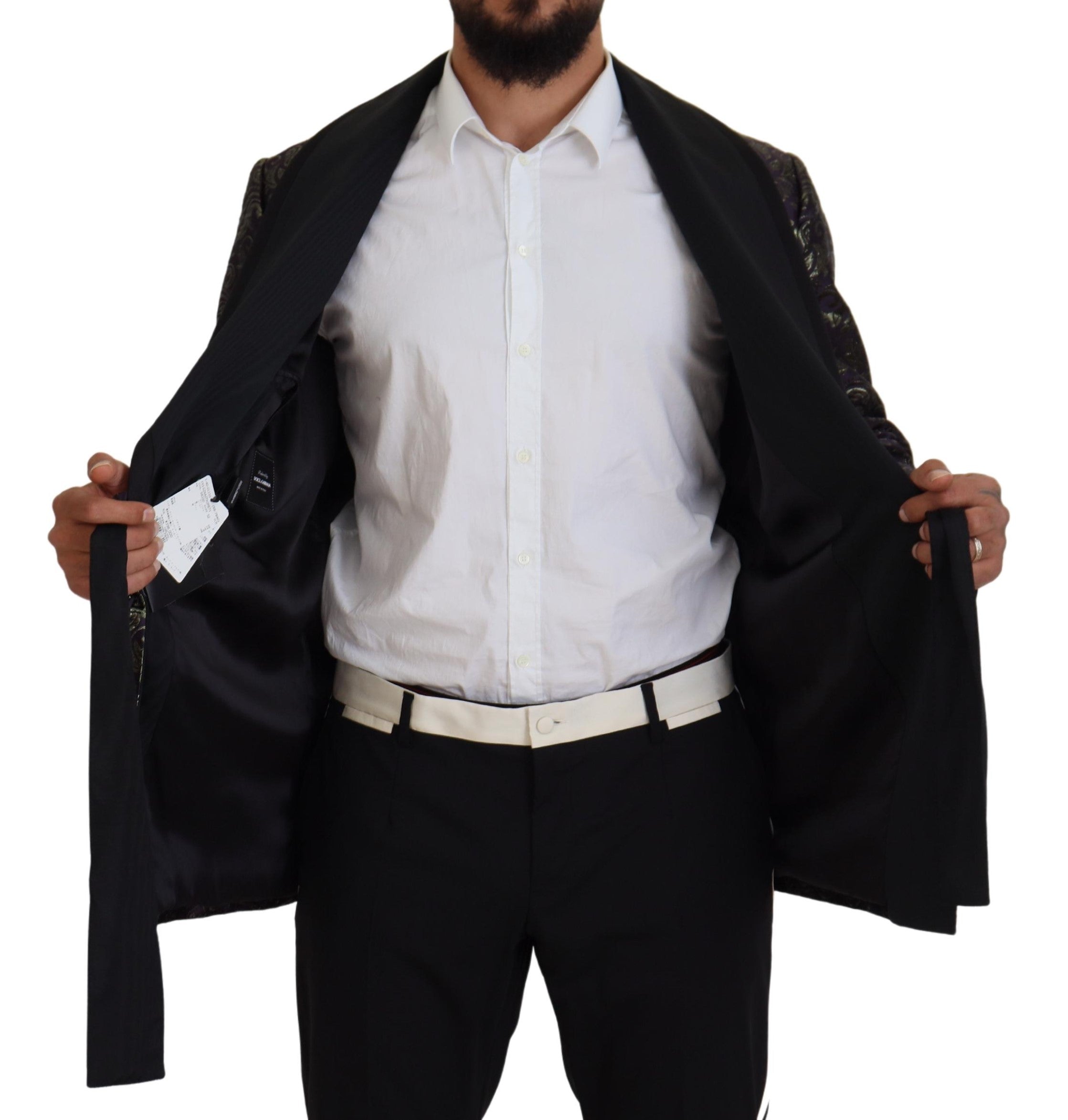 Dolce & Gabbana Gold Purple Baroque Jacket Blazer Robe-6