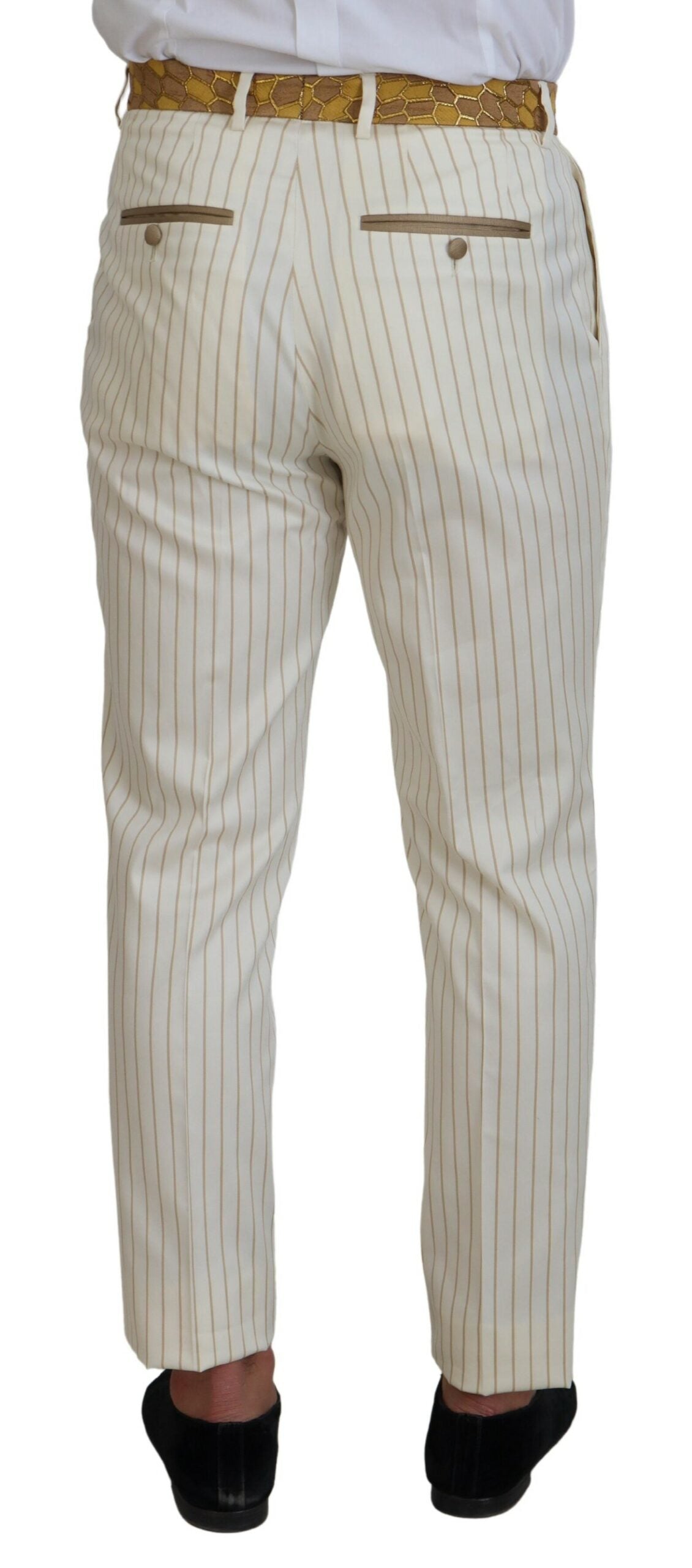 Dolce & Gabbana Weiß Gold gestreifter Smoking Slim Fit Anzug-8
