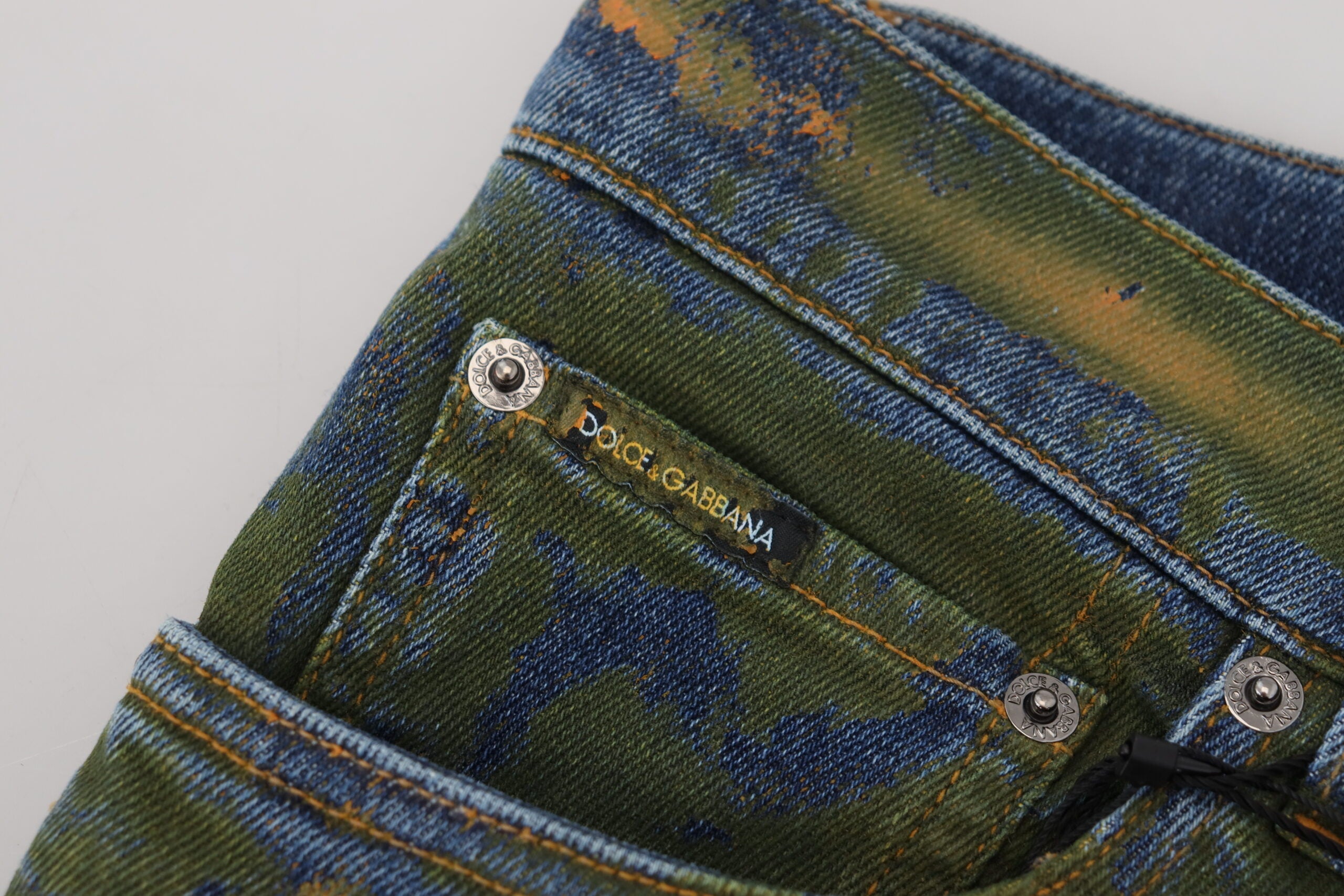 Dolce & Gabbana blue-green skinny denim jeans made of cotton-6
