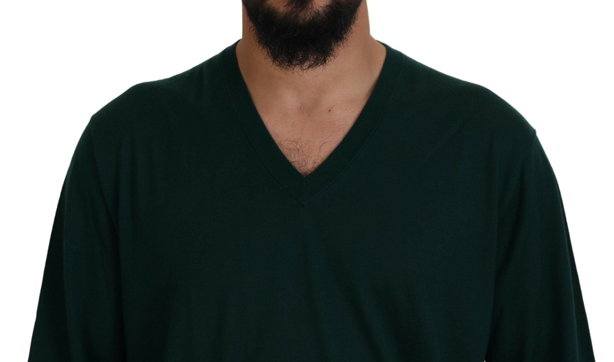 Dolce & Gabbana Grüner Kaschmirpullover mit V-Ausschnitt-4