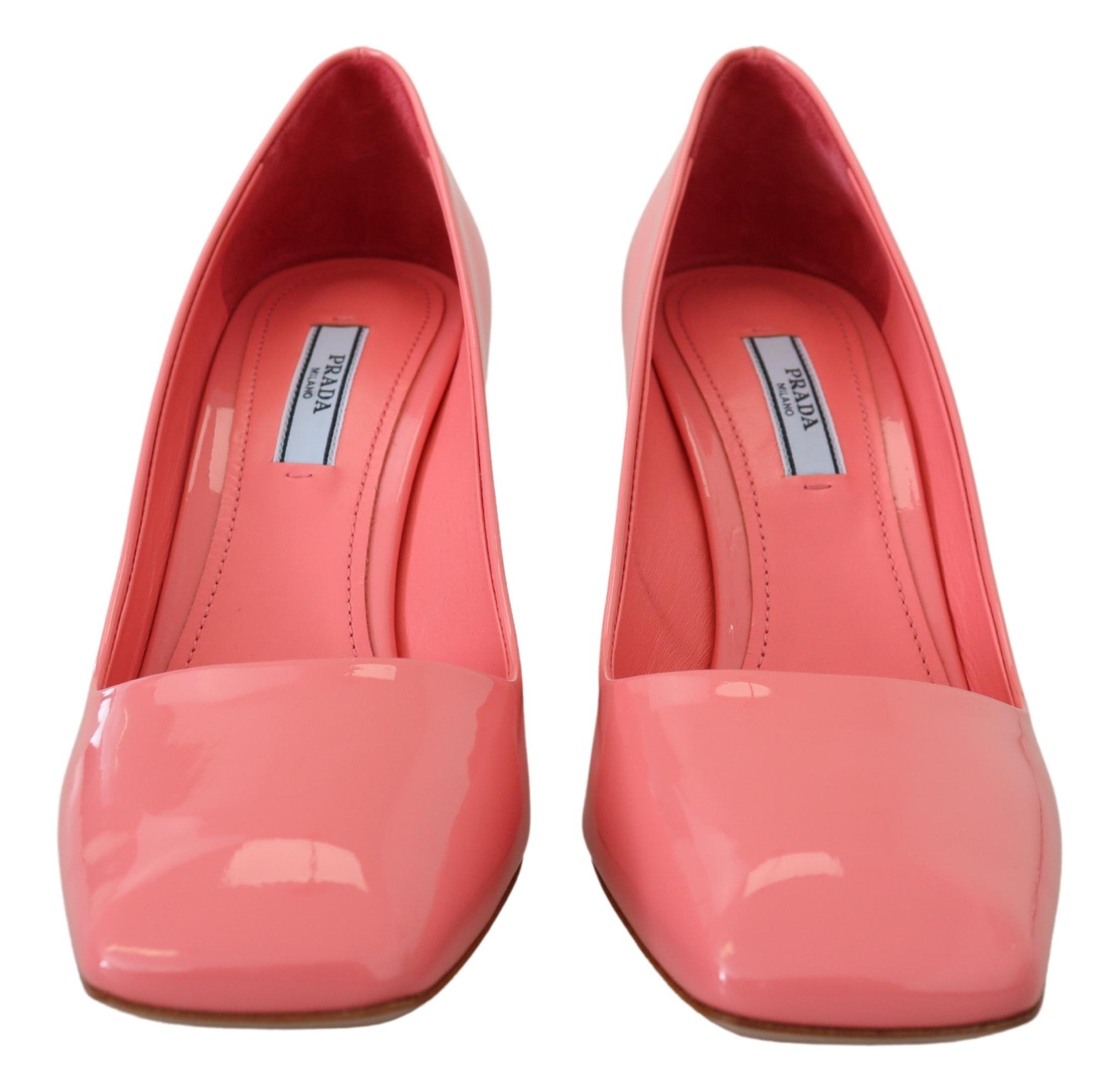 Prada Rosa Lackleder Blockabsatz Pumps Klassisch-3