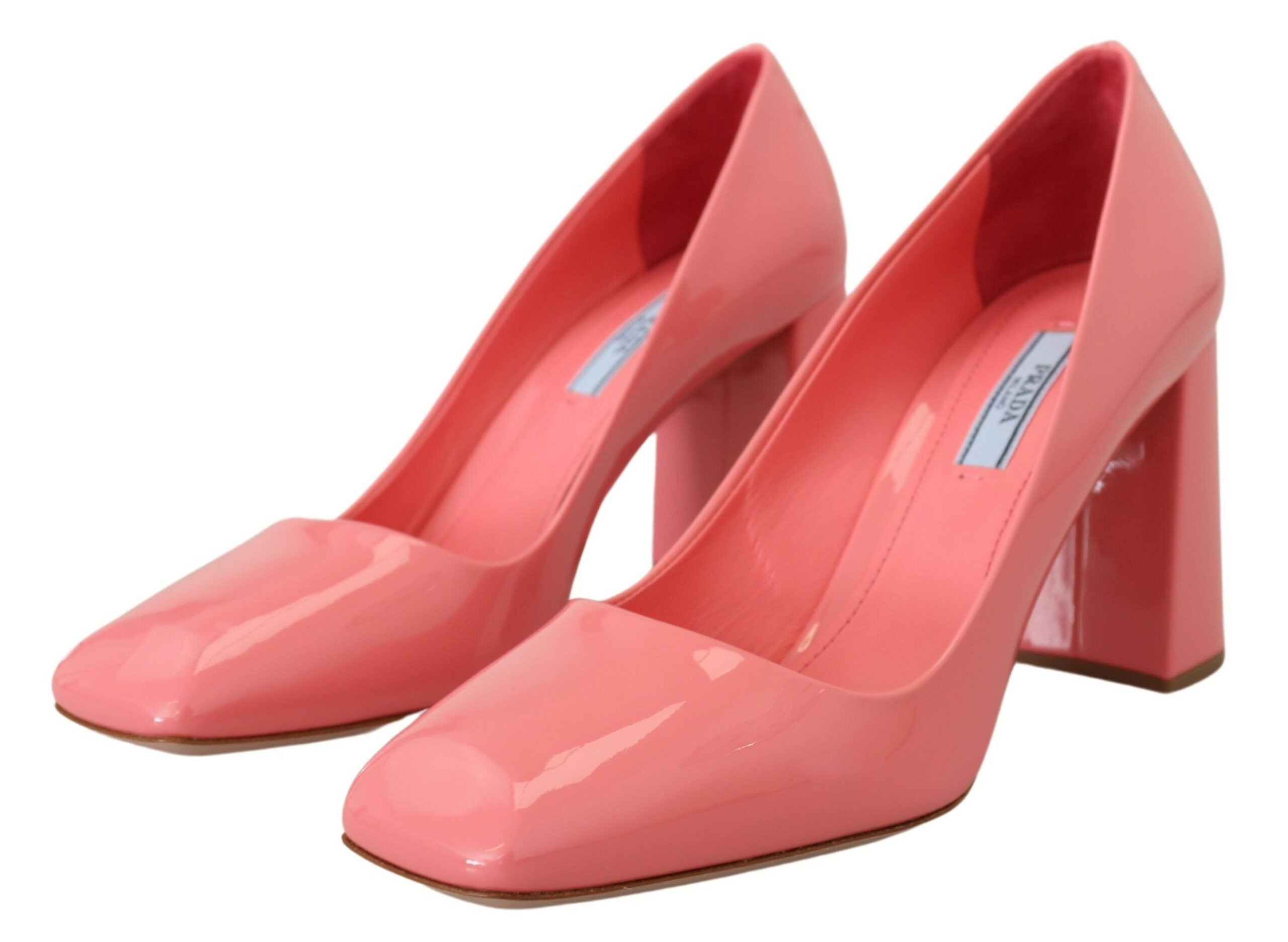 Prada Rosa Lackleder Blockabsatz Pumps Klassisch-4