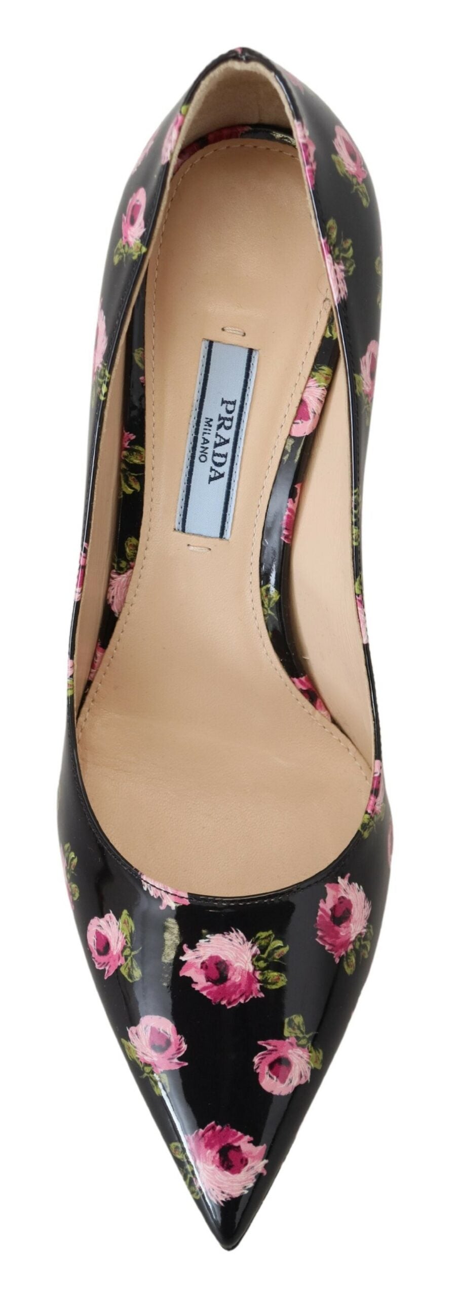 Prada Schwarzes Leder Floral Heels Stilettos Pumps-5