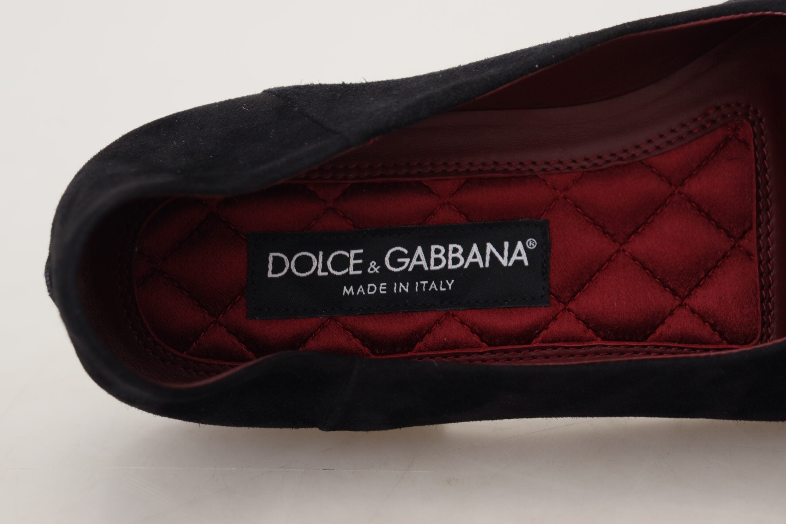 Dolce & Gabbana Black Suede Gold Cross Slip-On Loafers Shoes-3