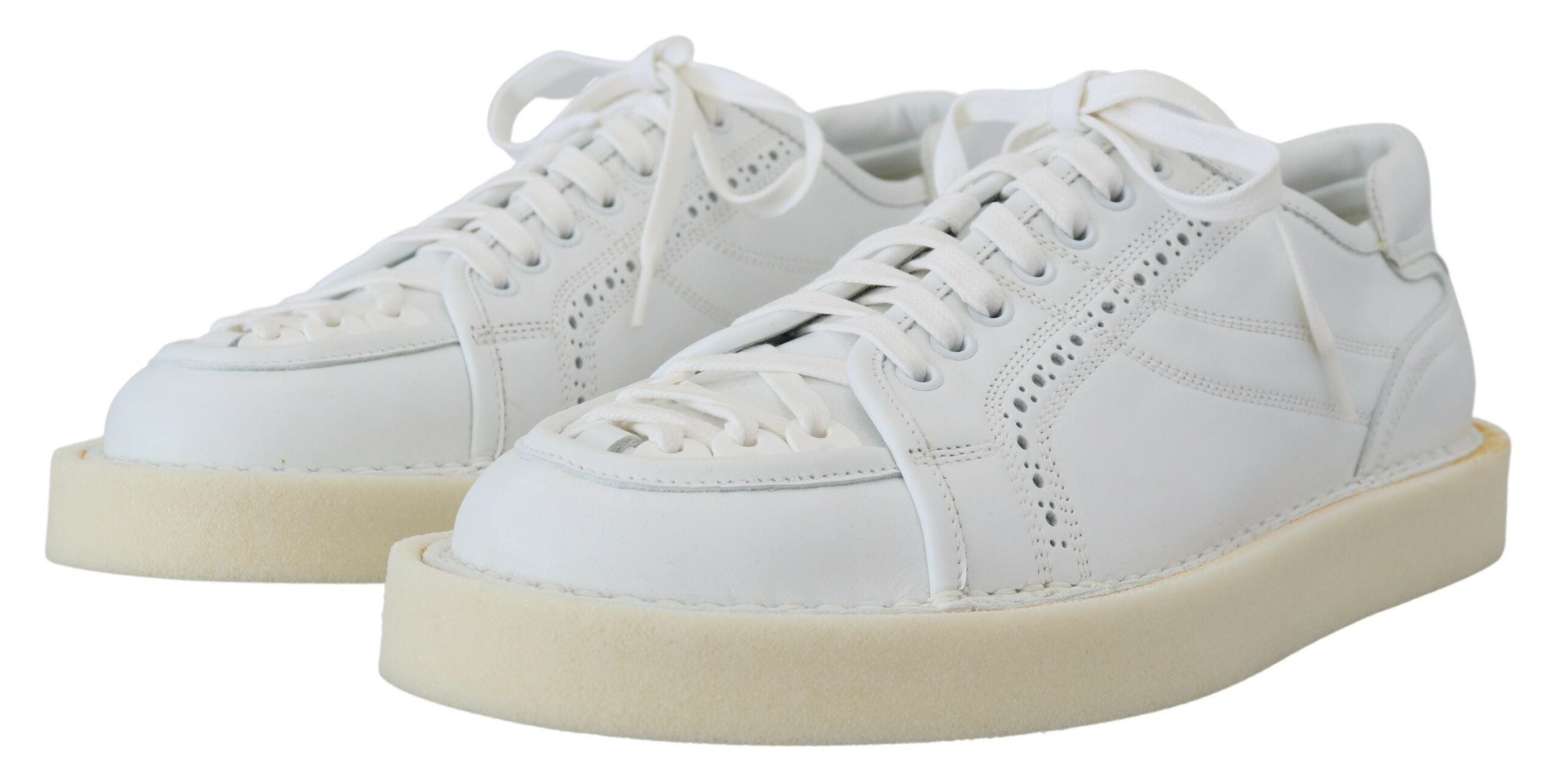 Dolce & Gabbana White Leather Low Top Oxford Sneakers Casual Shoes-2