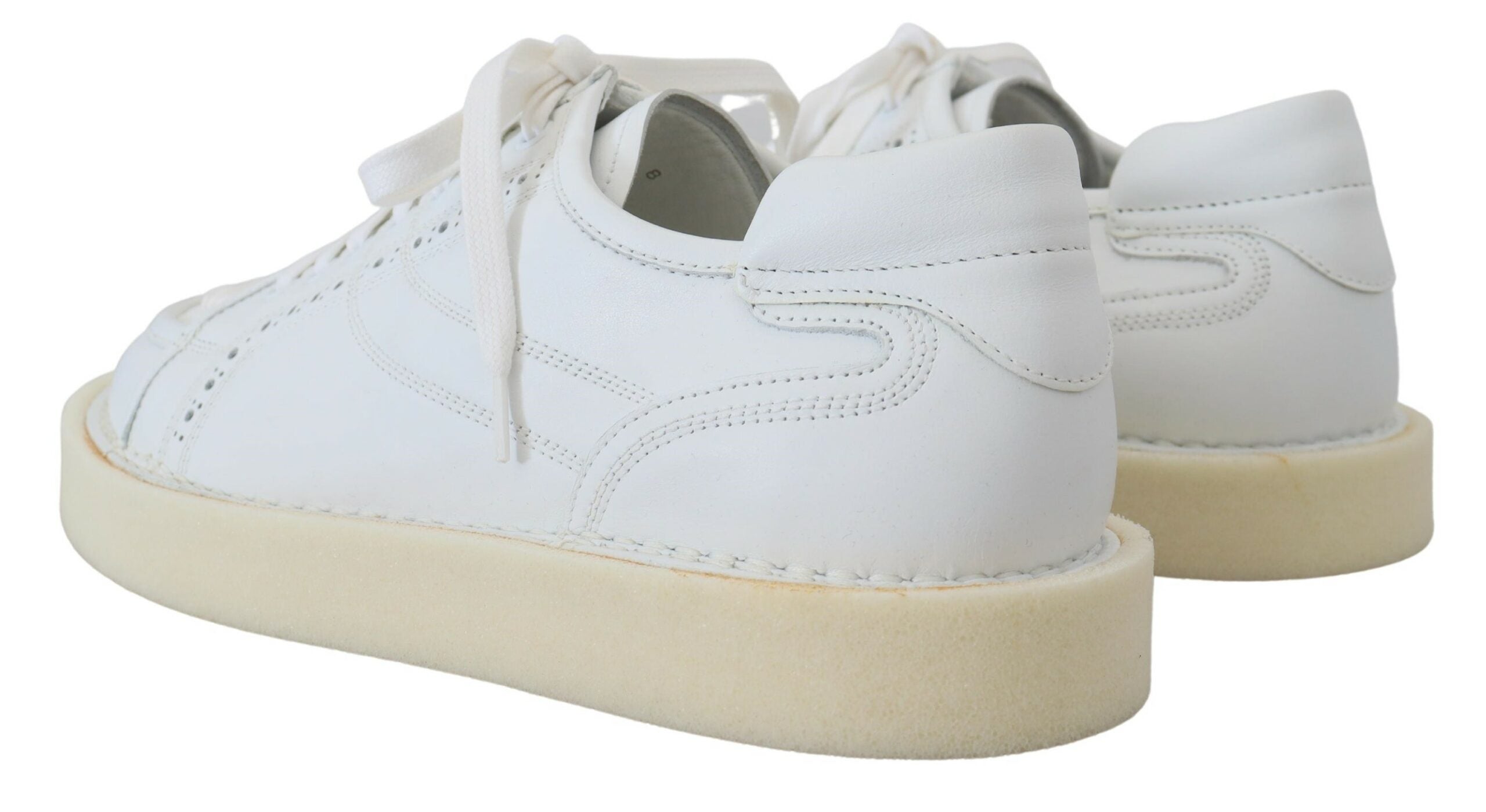 Dolce & Gabbana White Leather Low Top Oxford Sneakers Casual Shoes-3