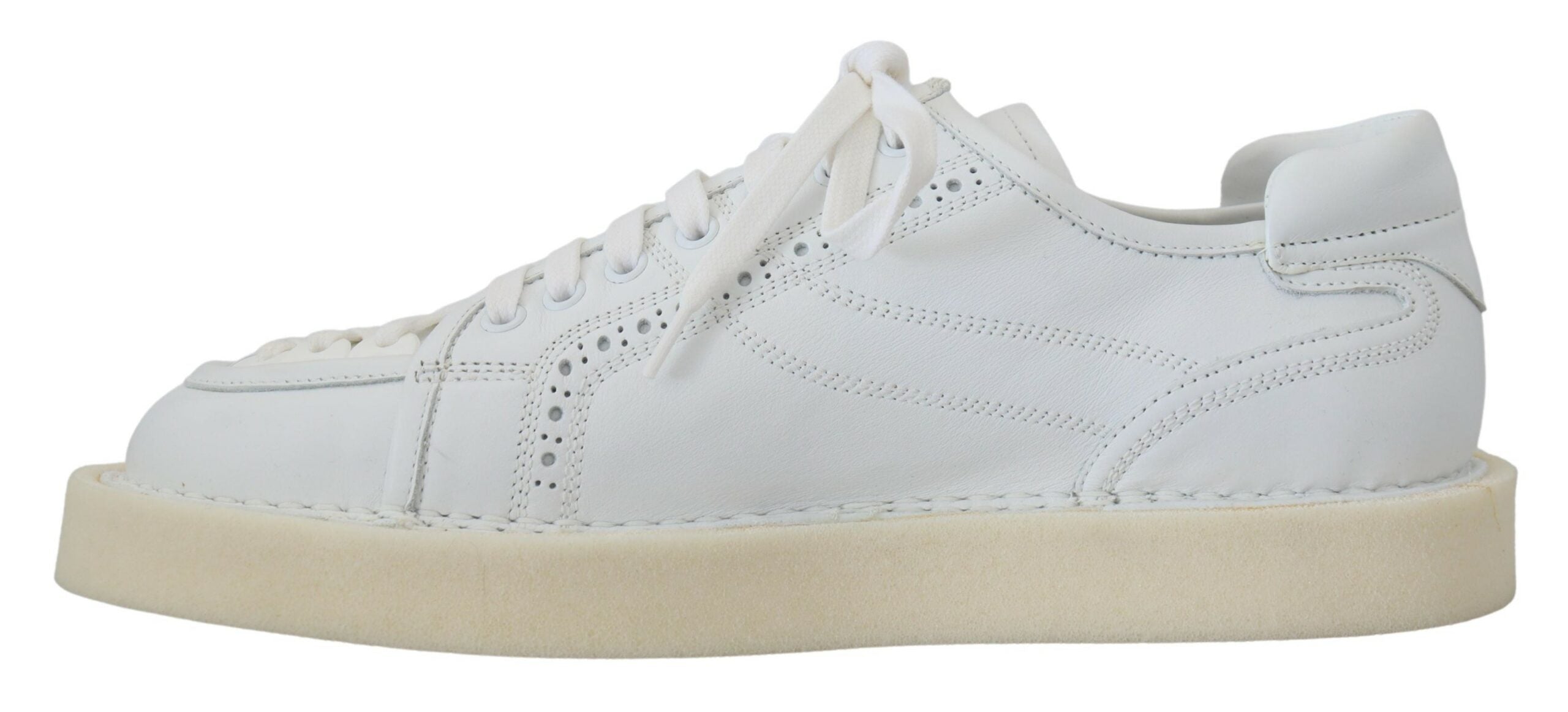 Dolce & Gabbana White Leather Low Top Oxford Sneakers Casual Shoes-4