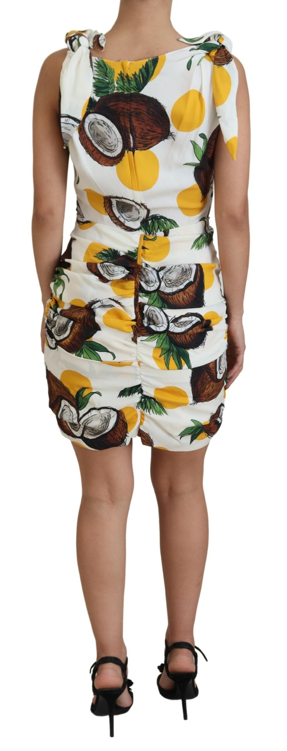 Dolce & Gabbana White Coconut Print Mini Silk Dress-3