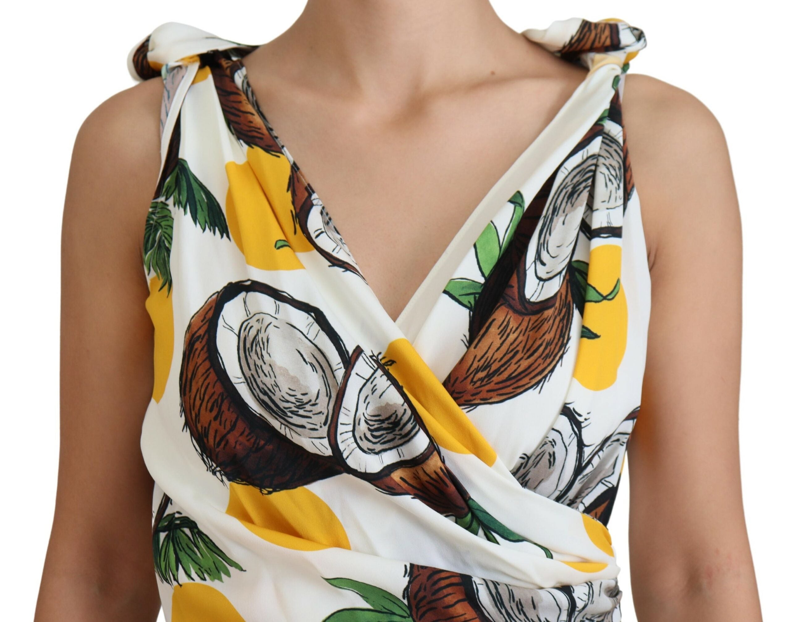 Dolce & Gabbana White Coconut Print Mini Silk Dress-4