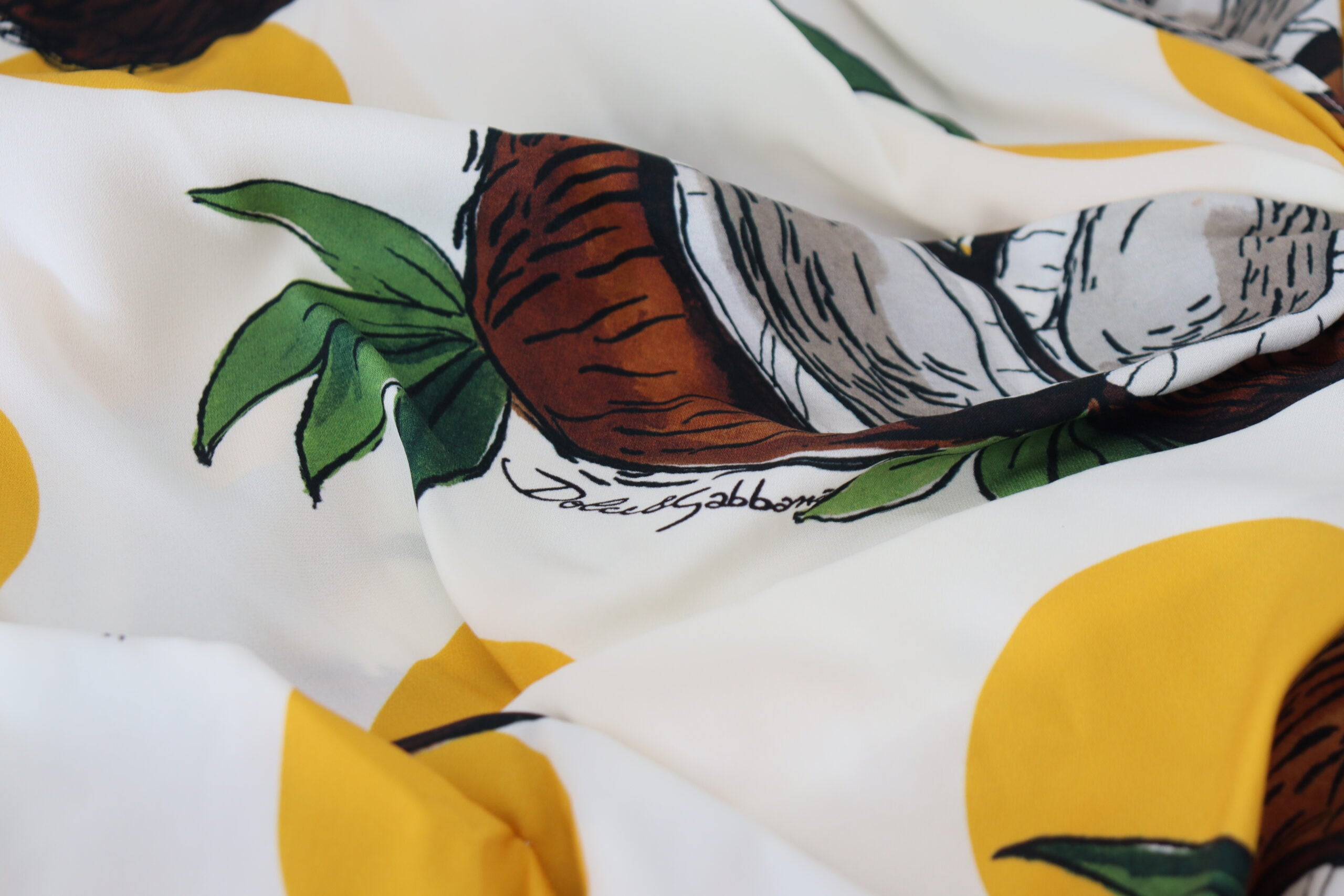 Dolce & Gabbana White Coconut Print Mini Silk Dress-5