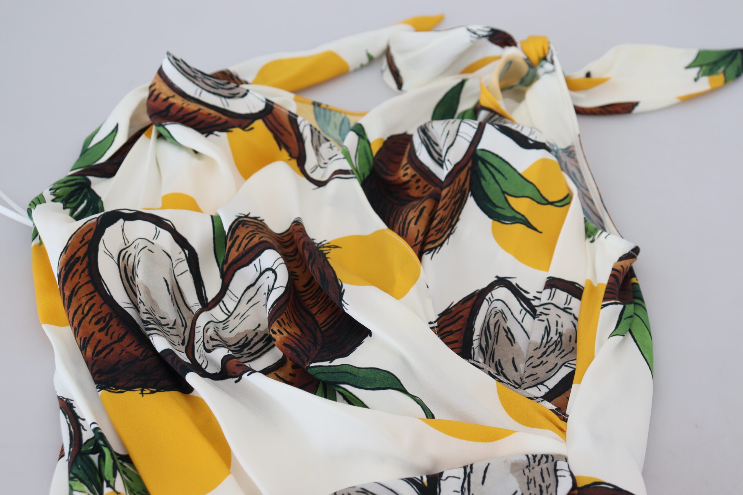 Dolce & Gabbana White Coconut Print Mini Silk Dress-6