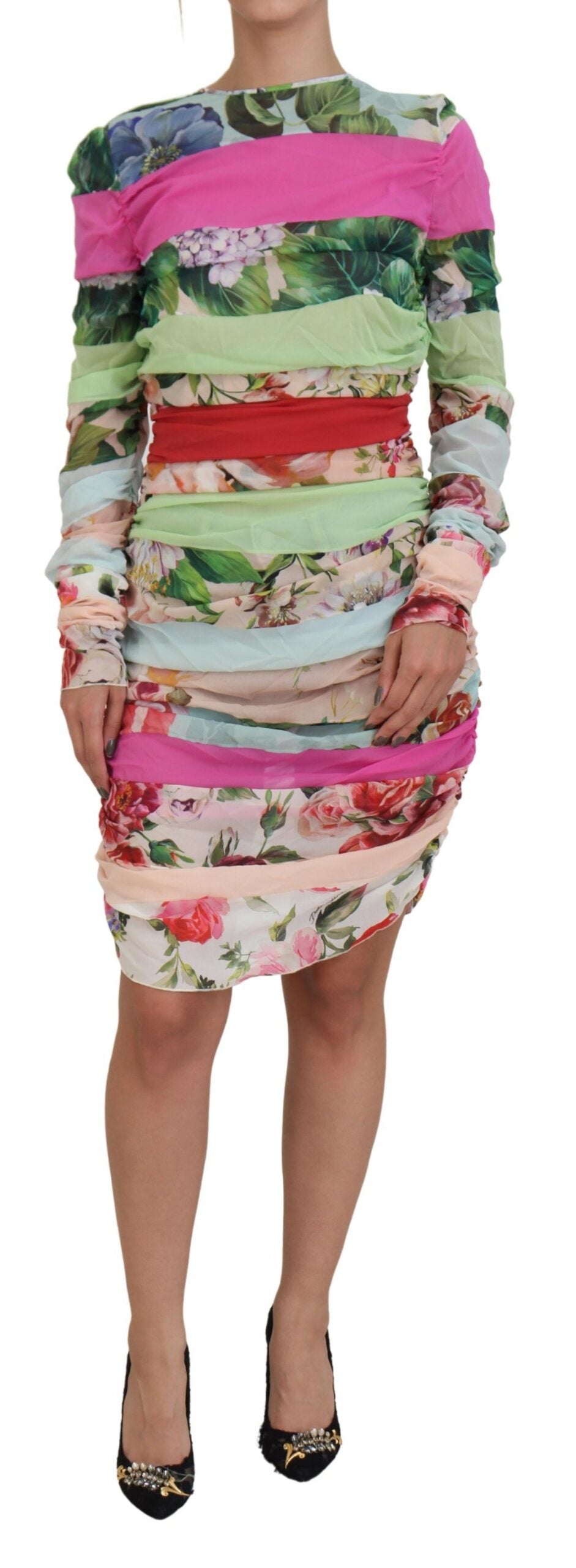 Dolce & Gabbana Multicolor Silk Floral Bodycon Sheath Dress-1