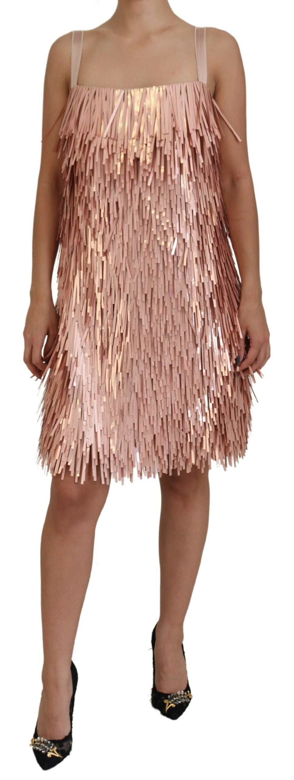 Dolce & Gabbana Pink sleeveless A-line dress with tinsel