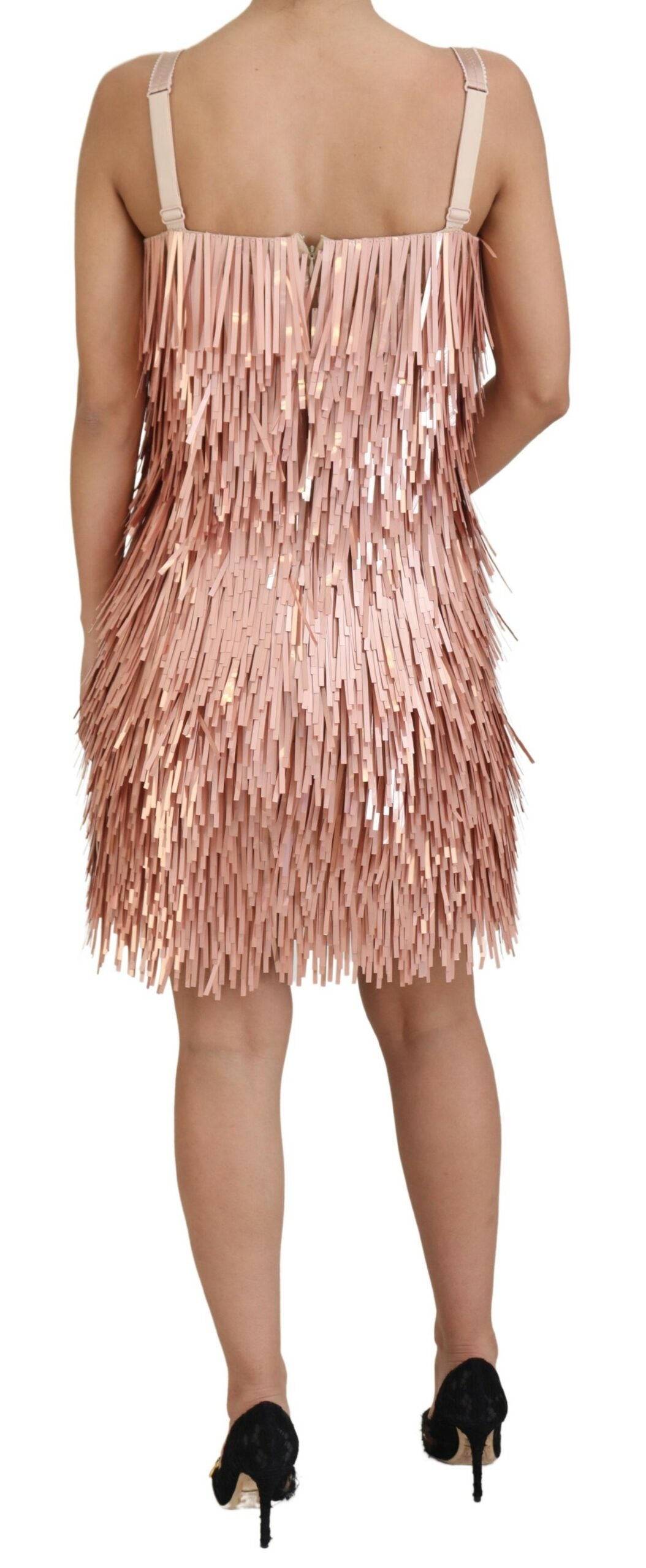 Dolce & Gabbana Pink sleeveless A-line dress with tinsel-3