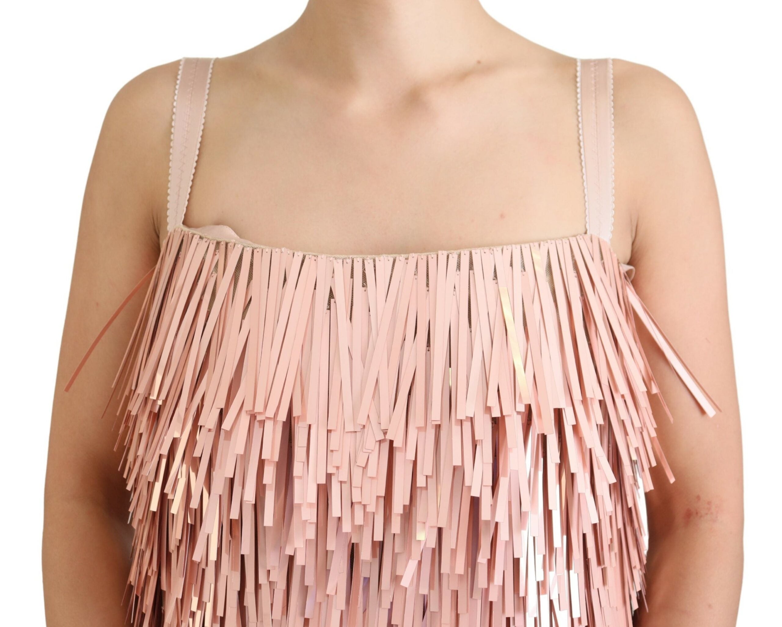 Dolce & Gabbana Pink sleeveless A-line dress with tinsel-4
