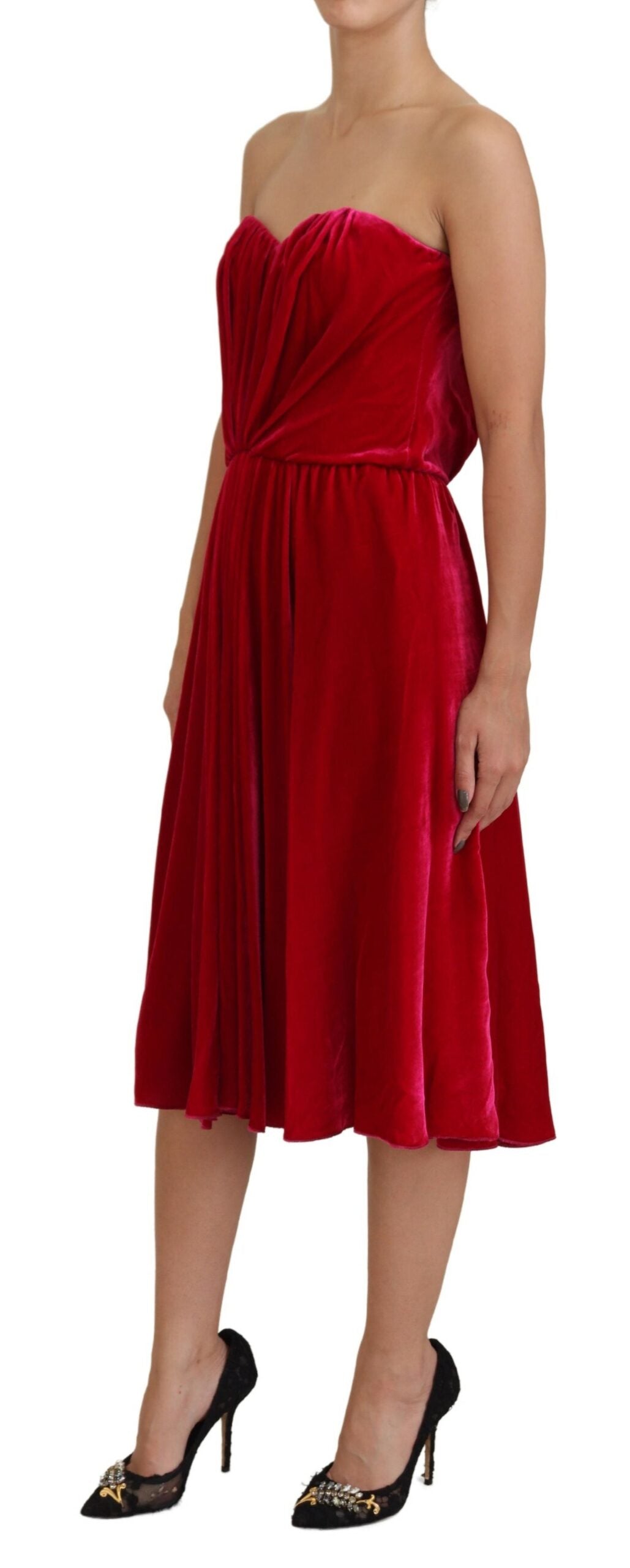 Dolce & Gabbana Pink Viscose Stretch Strapless A-Line Dress-2