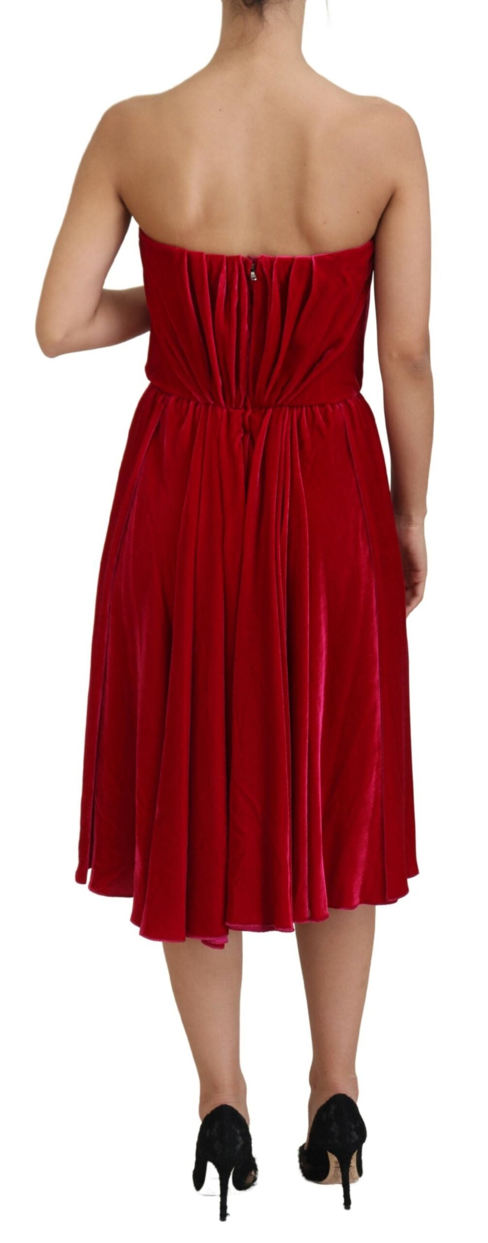 Dolce & Gabbana Pink Viscose Stretch Strapless A-Line Dress-3