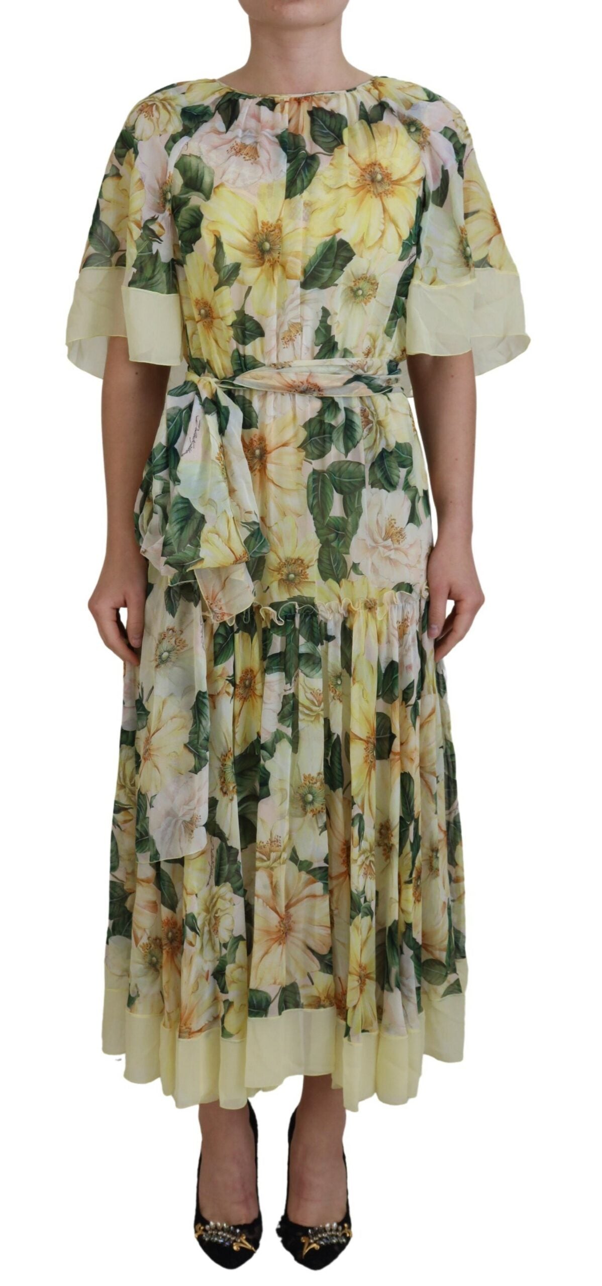 Vestido largo maxi Dolce & Gabbana con estampado floral en seda en varios colores-1