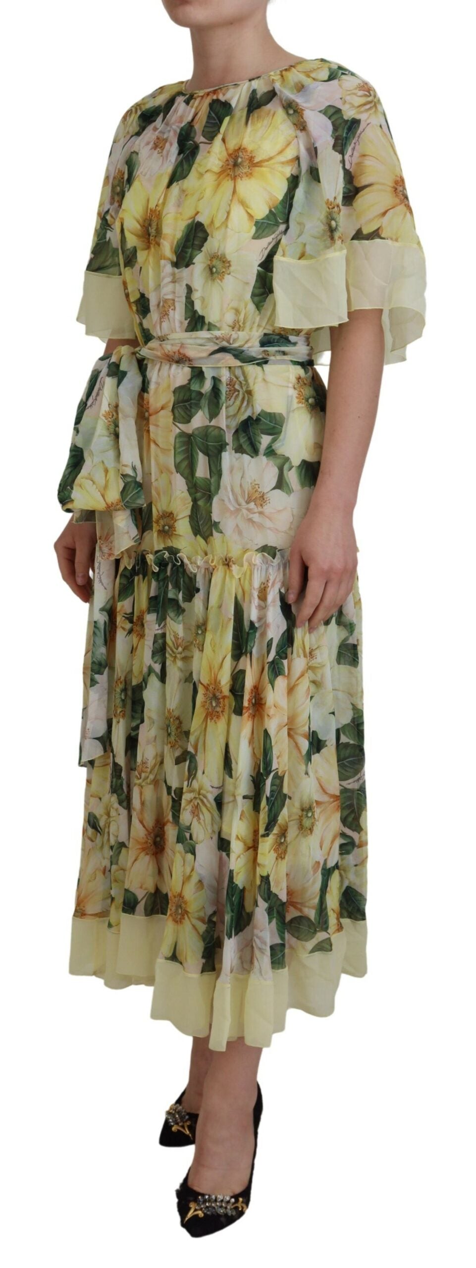 Vestido largo maxi Dolce & Gabbana con estampado floral en seda en varios colores-2