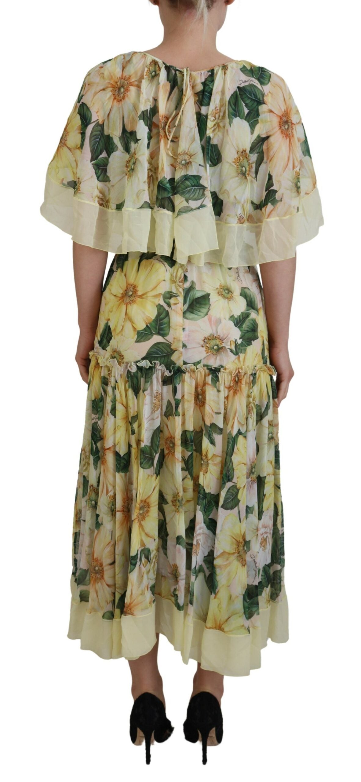Vestido largo maxi Dolce & Gabbana con estampado floral en seda en varios colores-3