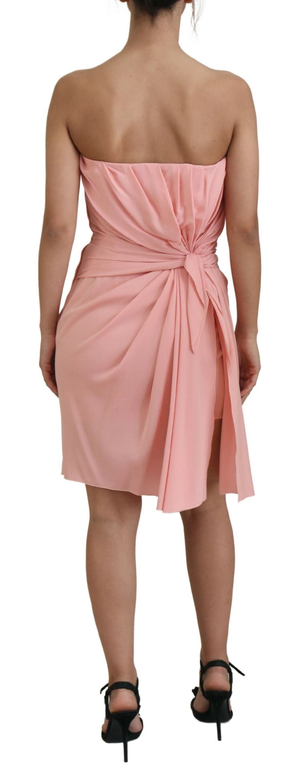 Dolce & Gabbana Rosa Seiden-Stretch-Etuikleid ohne Träger-3