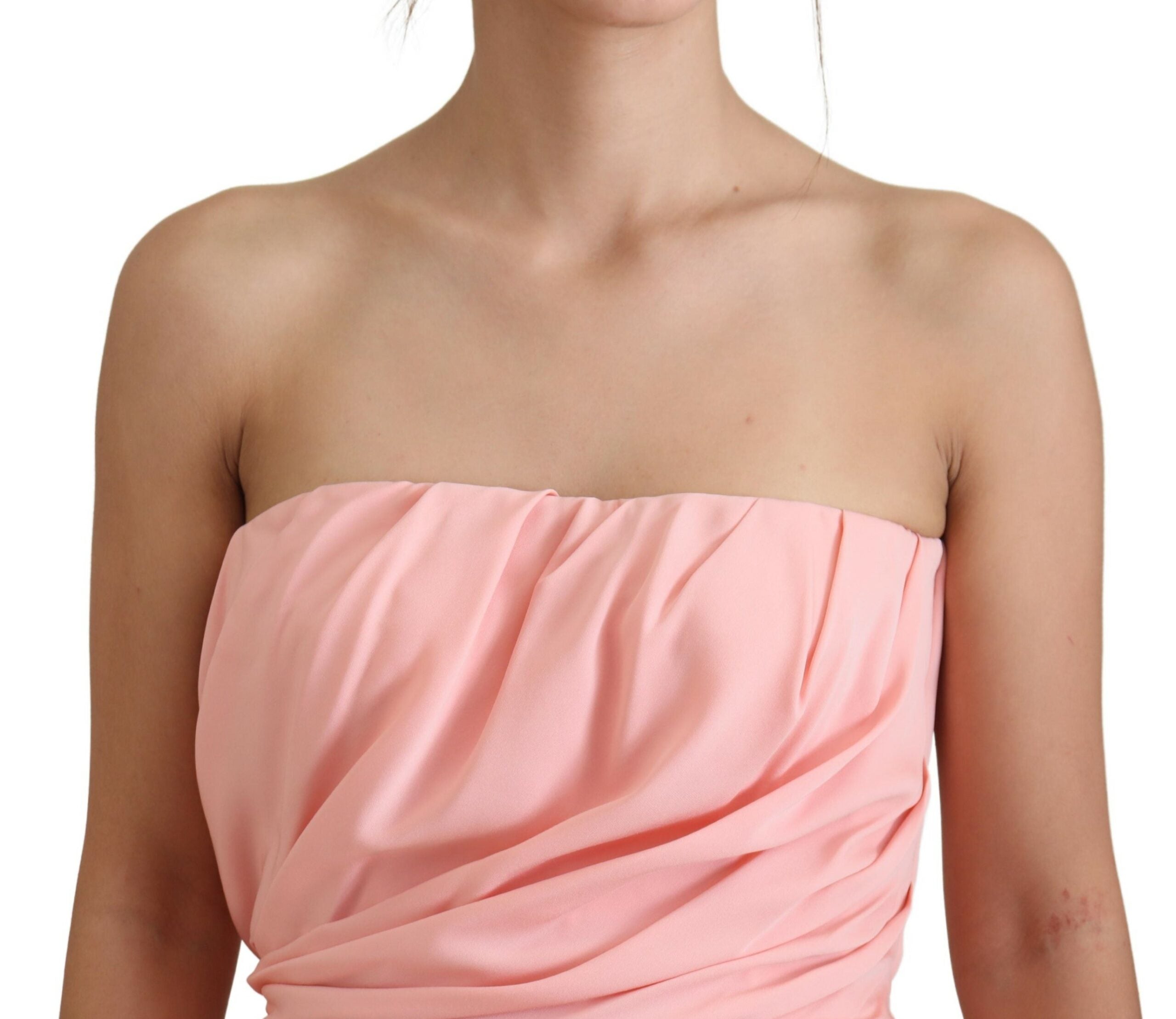 Dolce & Gabbana Rosa Seiden-Stretch-Etuikleid ohne Träger-4