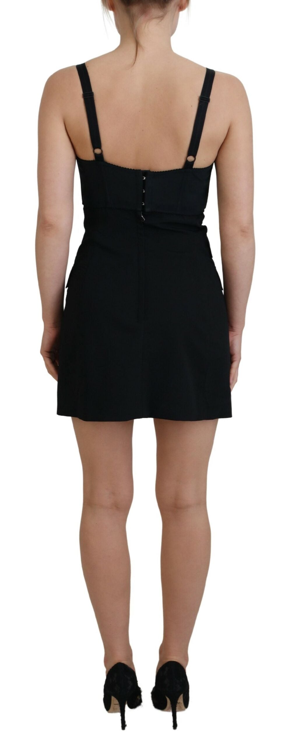Dolce & Gabbana Schwarzes Stretch-Minikleid aus Wolle in Passform-3