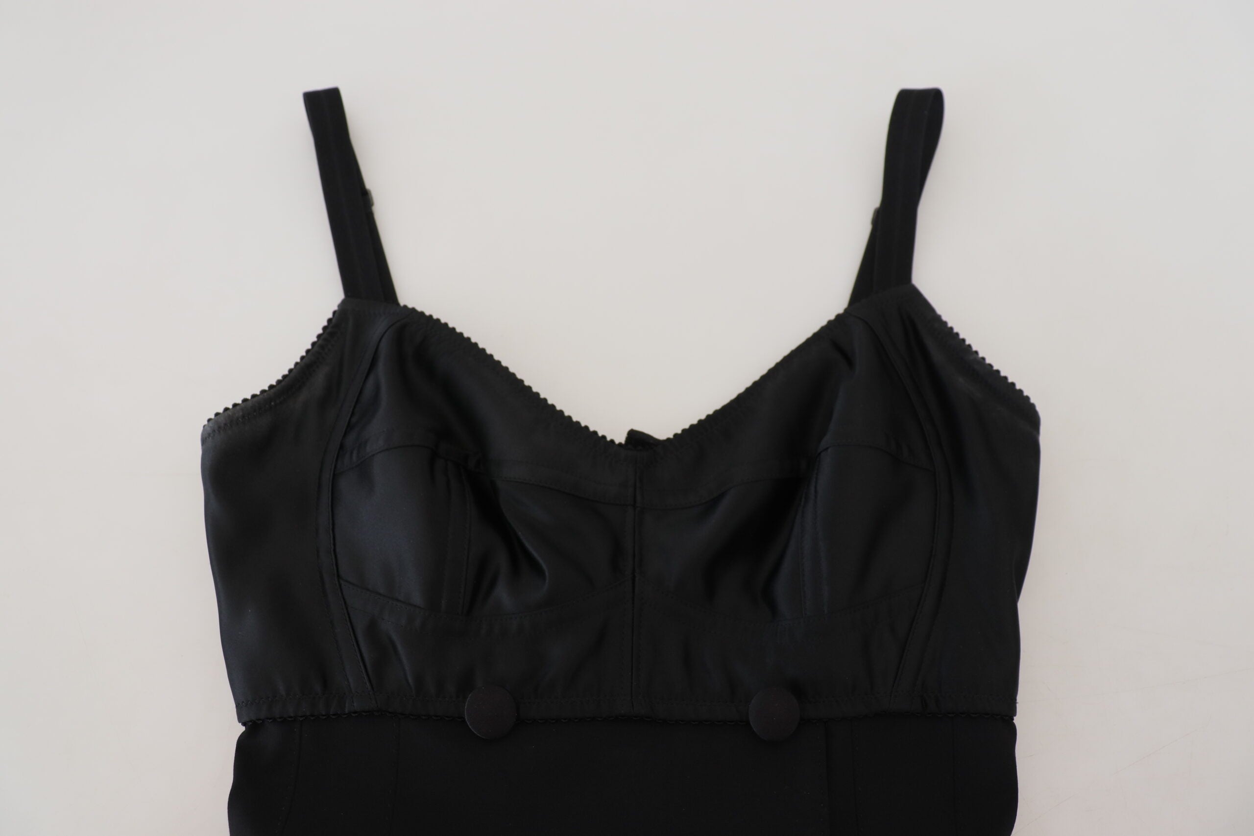 Dolce & Gabbana Schwarzes Stretch-Minikleid aus Wolle in Passform-5