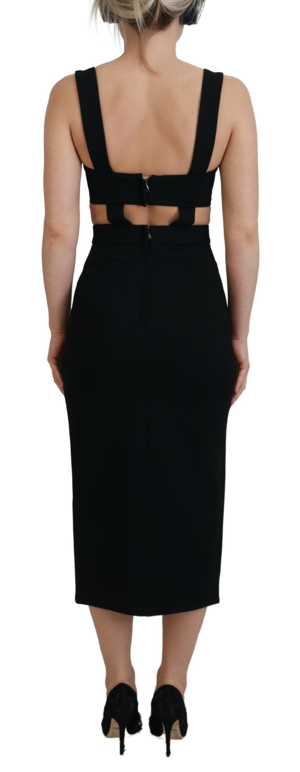 Dolce & Gabbana Schwarzes Viskose Bodycon Etuikleid Midikleid-3