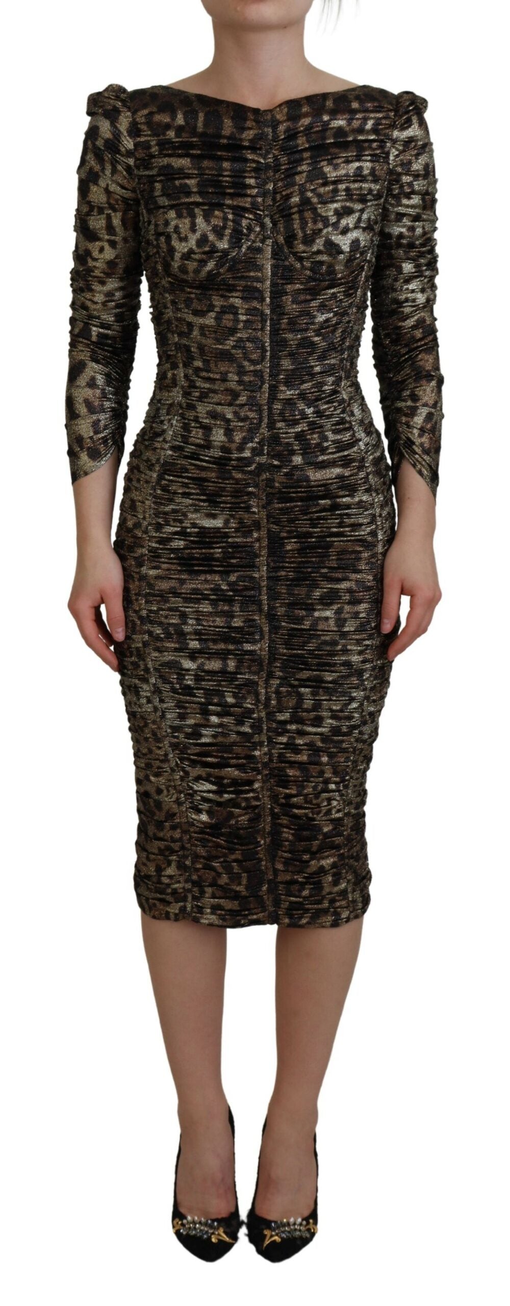 Dolce & Gabbana Multicolor Leopard Bodycon Sheath Midi Dress-1