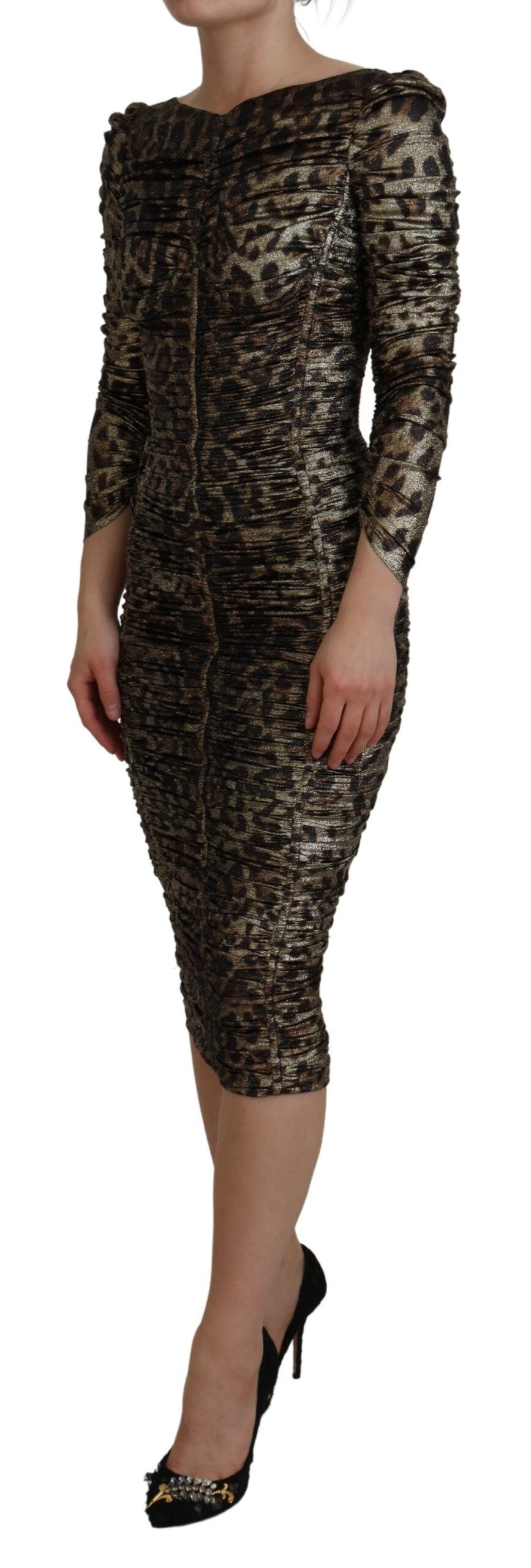 Dolce & Gabbana Multicolor Leopard Bodycon Sheath Midi Dress-2