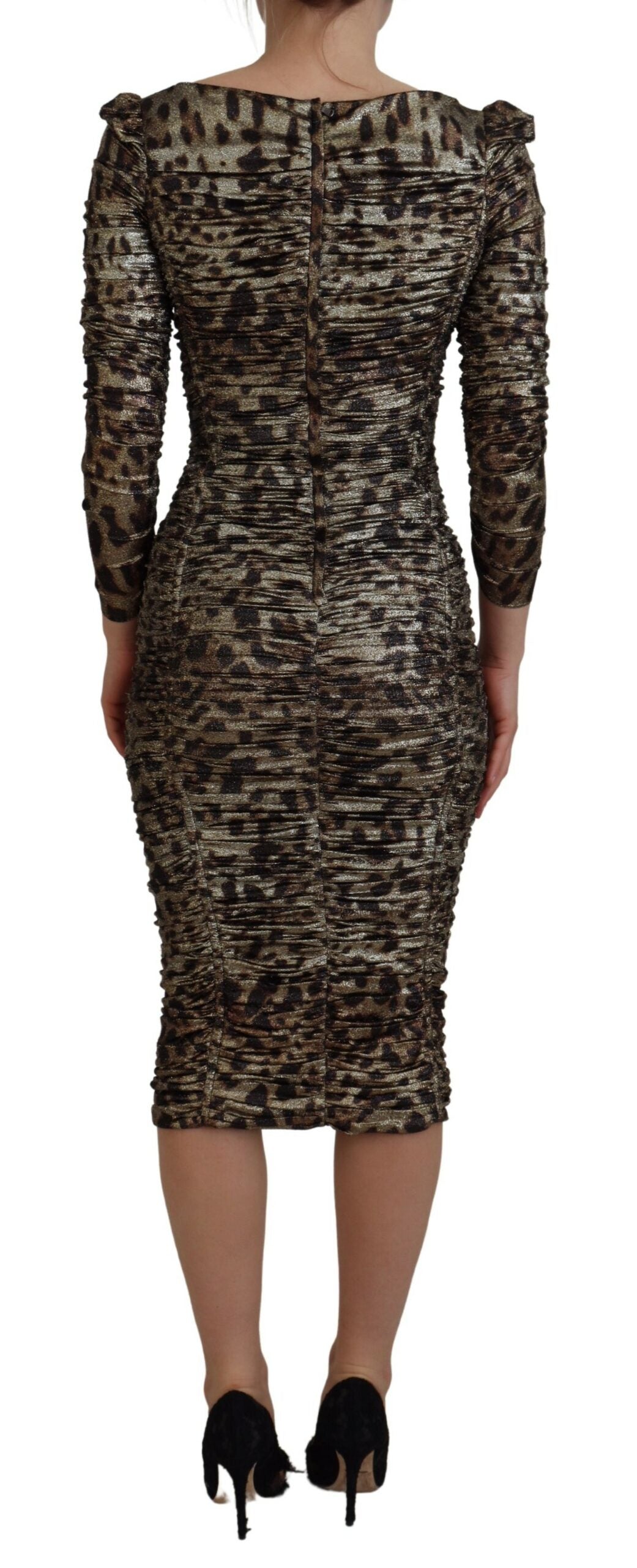 Dolce & Gabbana Multicolor Leopard Bodycon Sheath Midi Dress-3