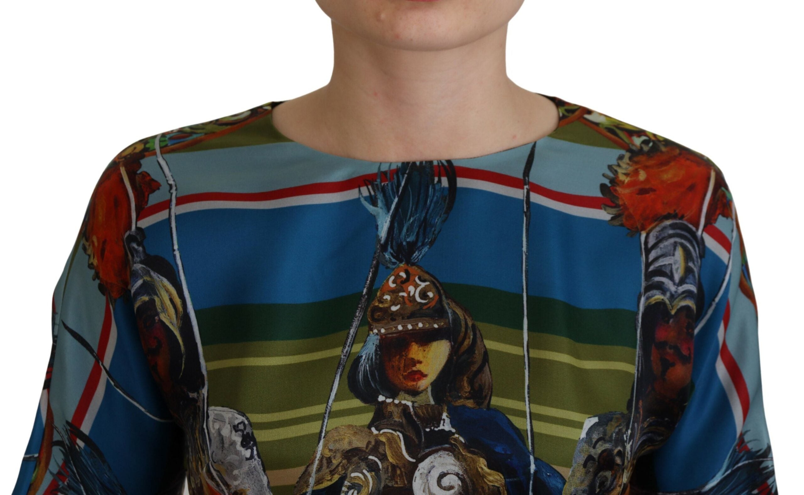 Dolce & Gabbana Multicolor Sicily Seide A-Linie Langes Kleid-4
