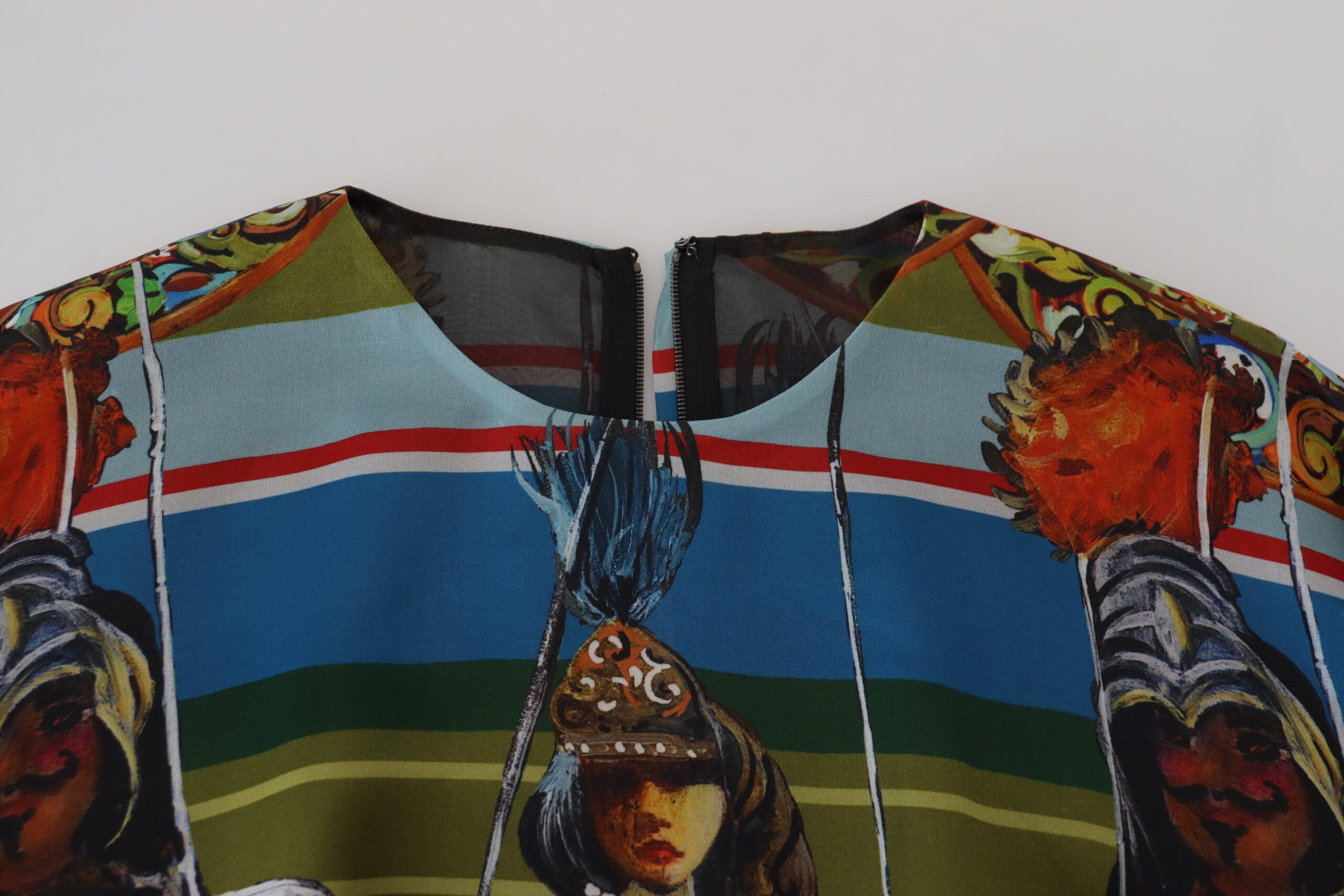 Dolce & Gabbana Multicolor Sicily Seide A-Linie Langes Kleid-5
