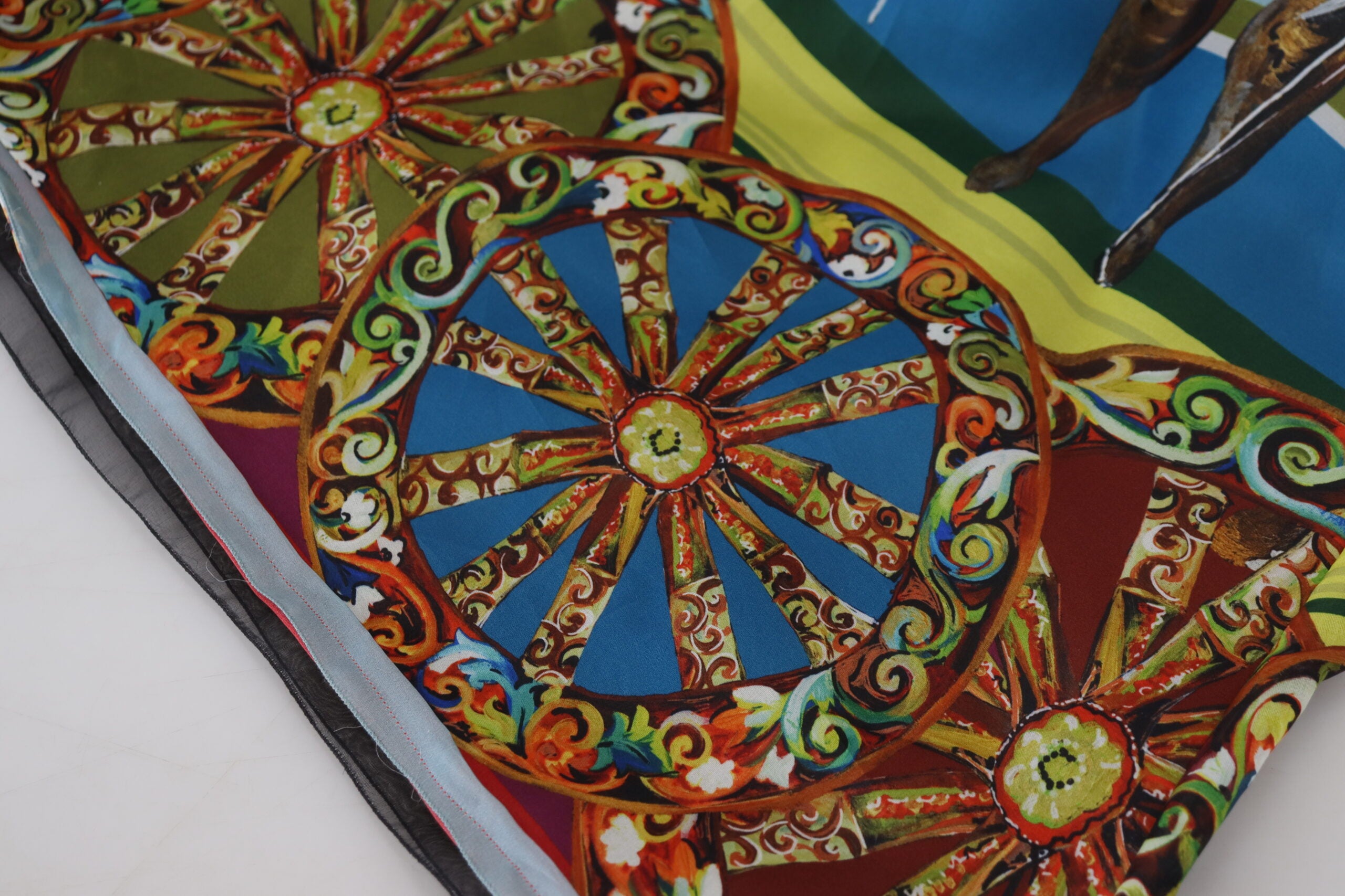 Dolce & Gabbana Multicolor Sicily Seide A-Linie Langes Kleid-6