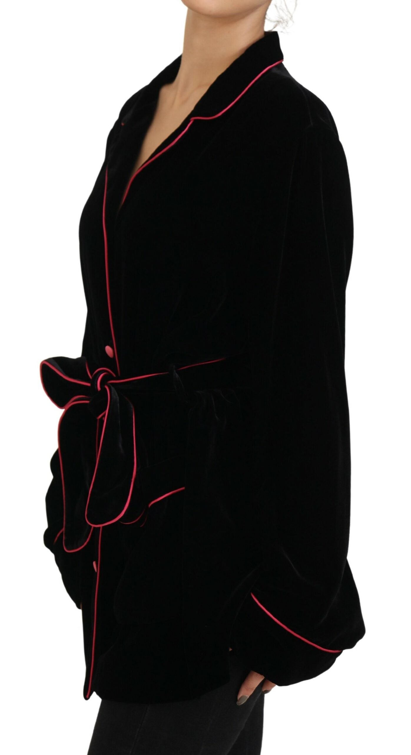 Dolce & Gabbana Black Blazer with Belt and Buttons Viscose Jacket-2