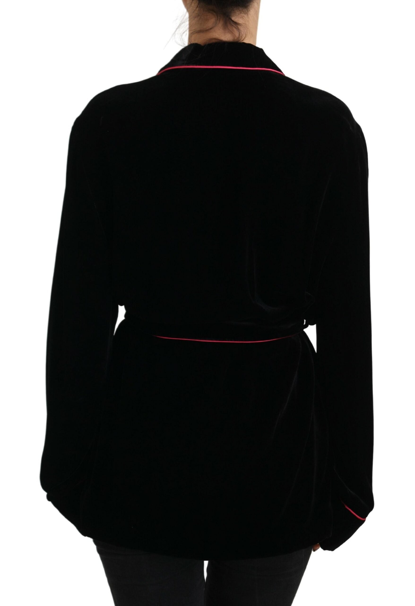 Dolce & Gabbana Black Blazer with Belt and Buttons Viscose Jacket-3