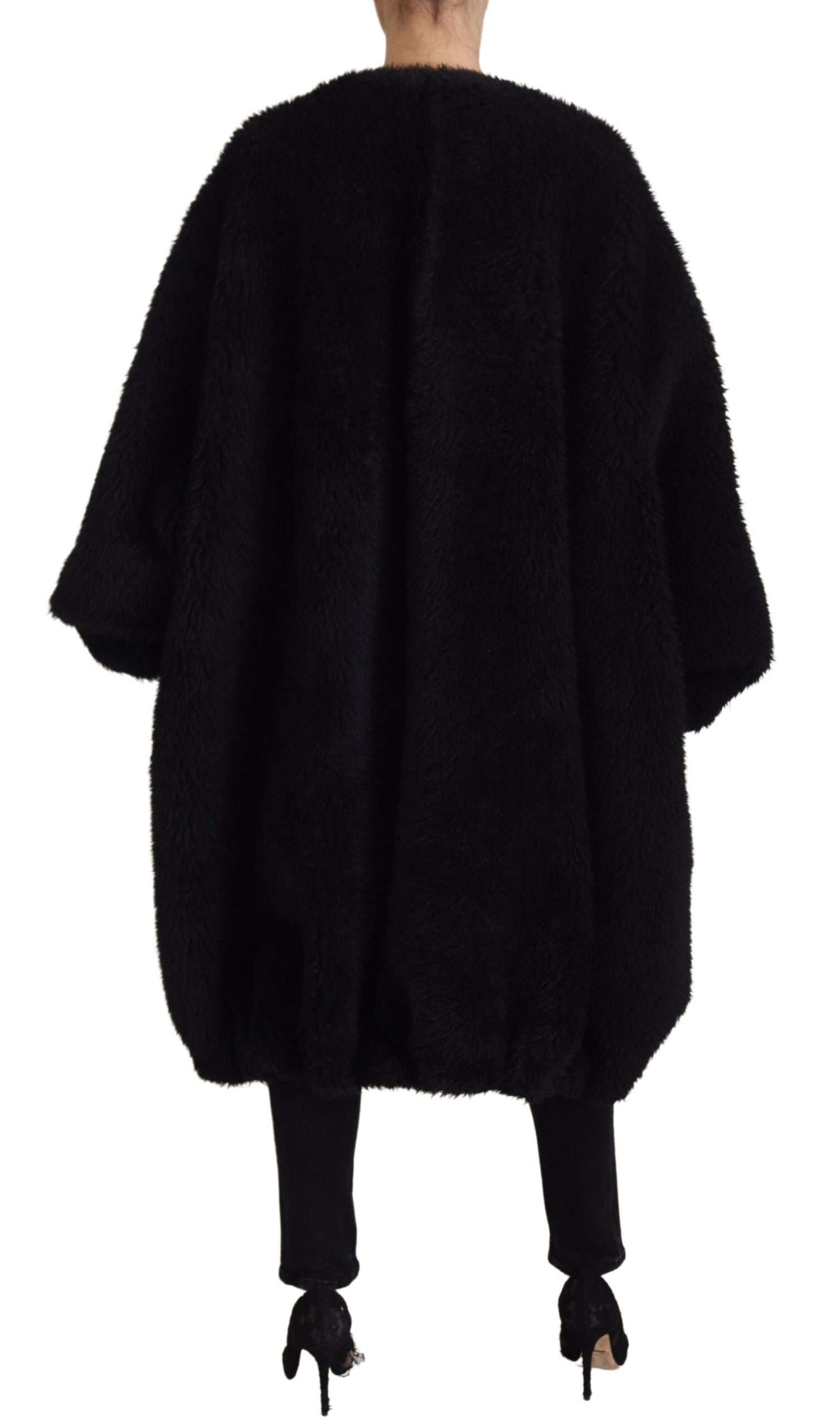 Dolce & Gabbana Black faux fur coat in cashmere blend-3