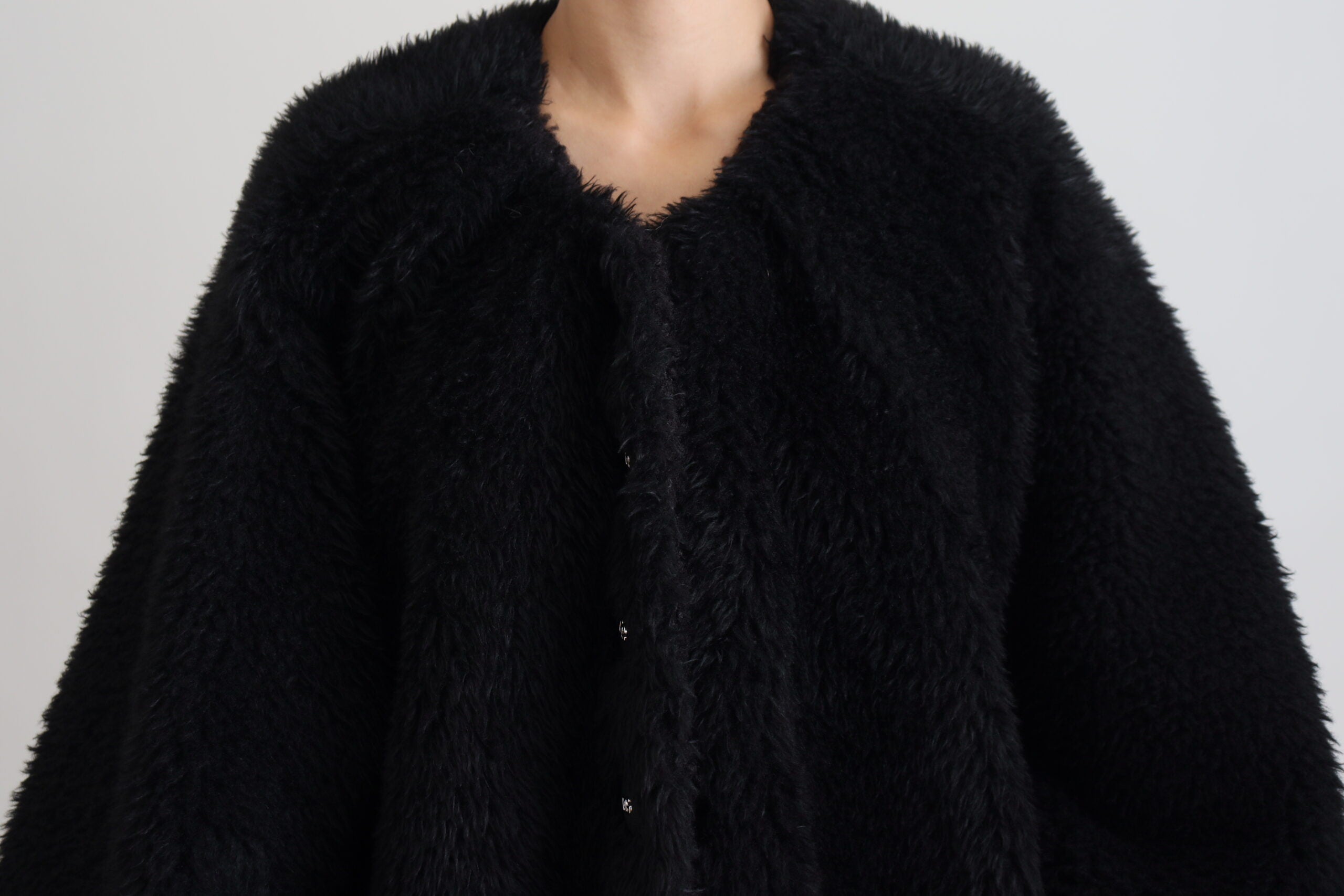 Dolce & Gabbana Black faux fur coat in cashmere blend-4