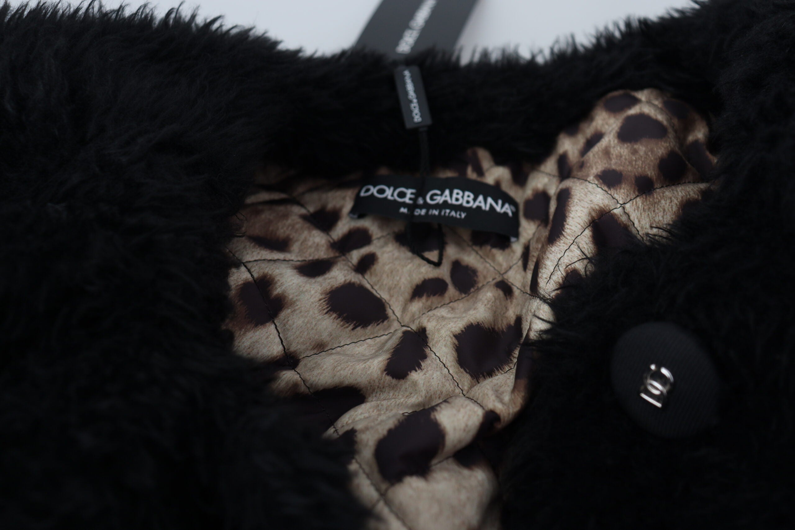 Dolce & Gabbana Black faux fur coat in cashmere blend-6