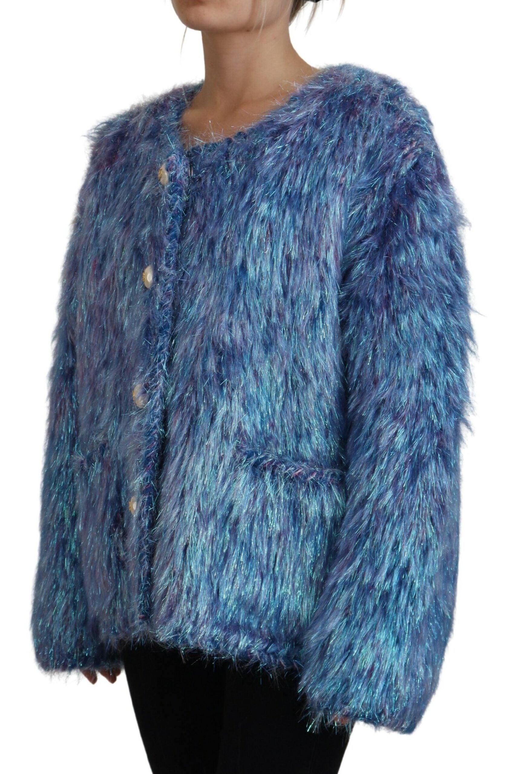 Dolce & Gabbana Multicolor Polyester Fringe Coat Jacket-2