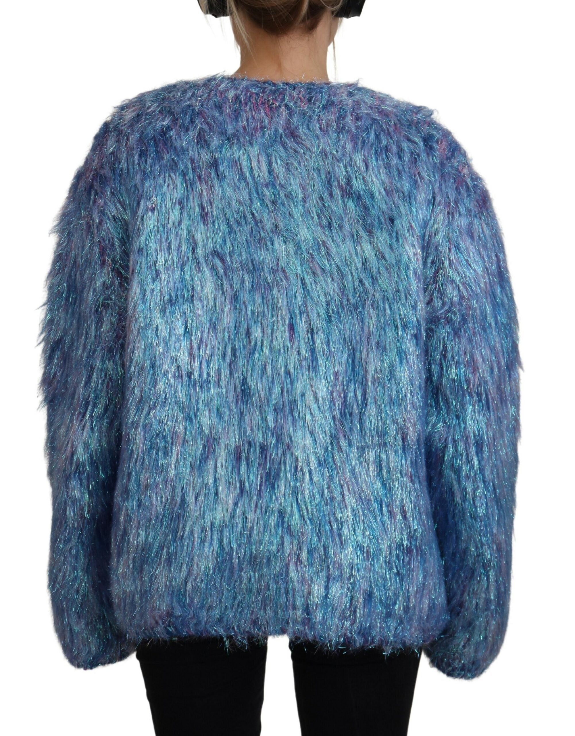 Dolce & Gabbana Multicolor Polyester Fringe Coat Jacket-3