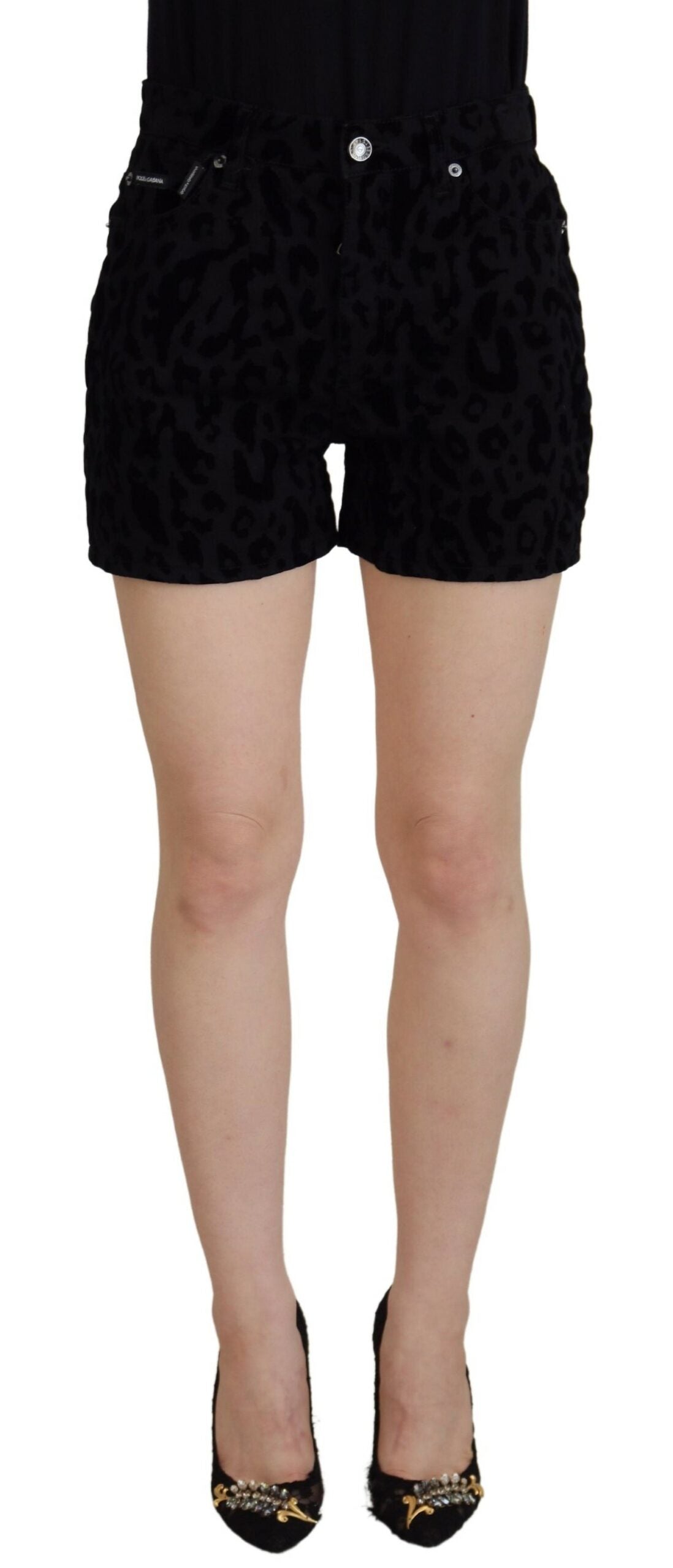 Dolce & Gabbana Schwarze Denim Baumwolle Stretch Hot Pants Shorts-1