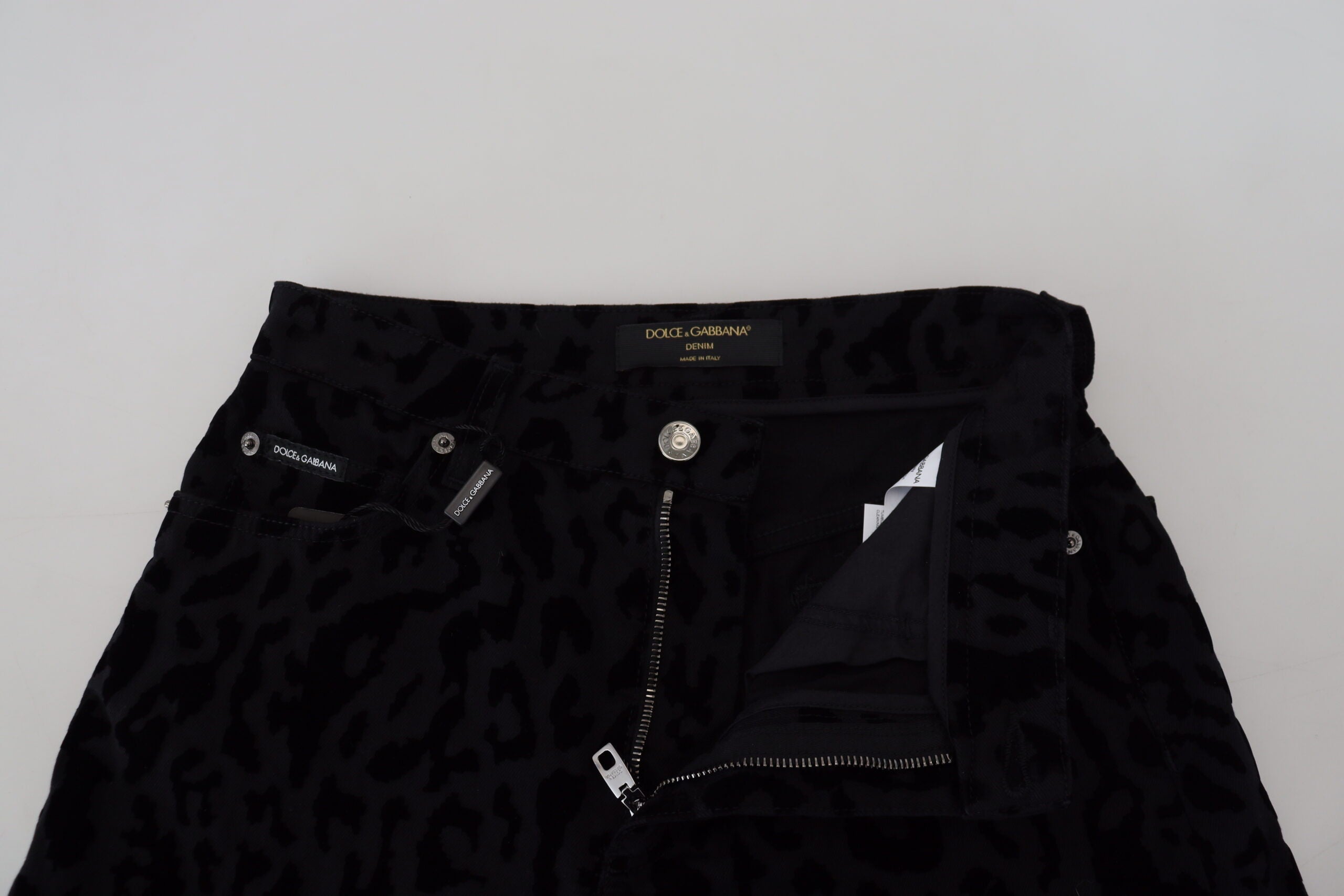 Dolce & Gabbana Schwarze Denim Baumwolle Stretch Hot Pants Shorts-4