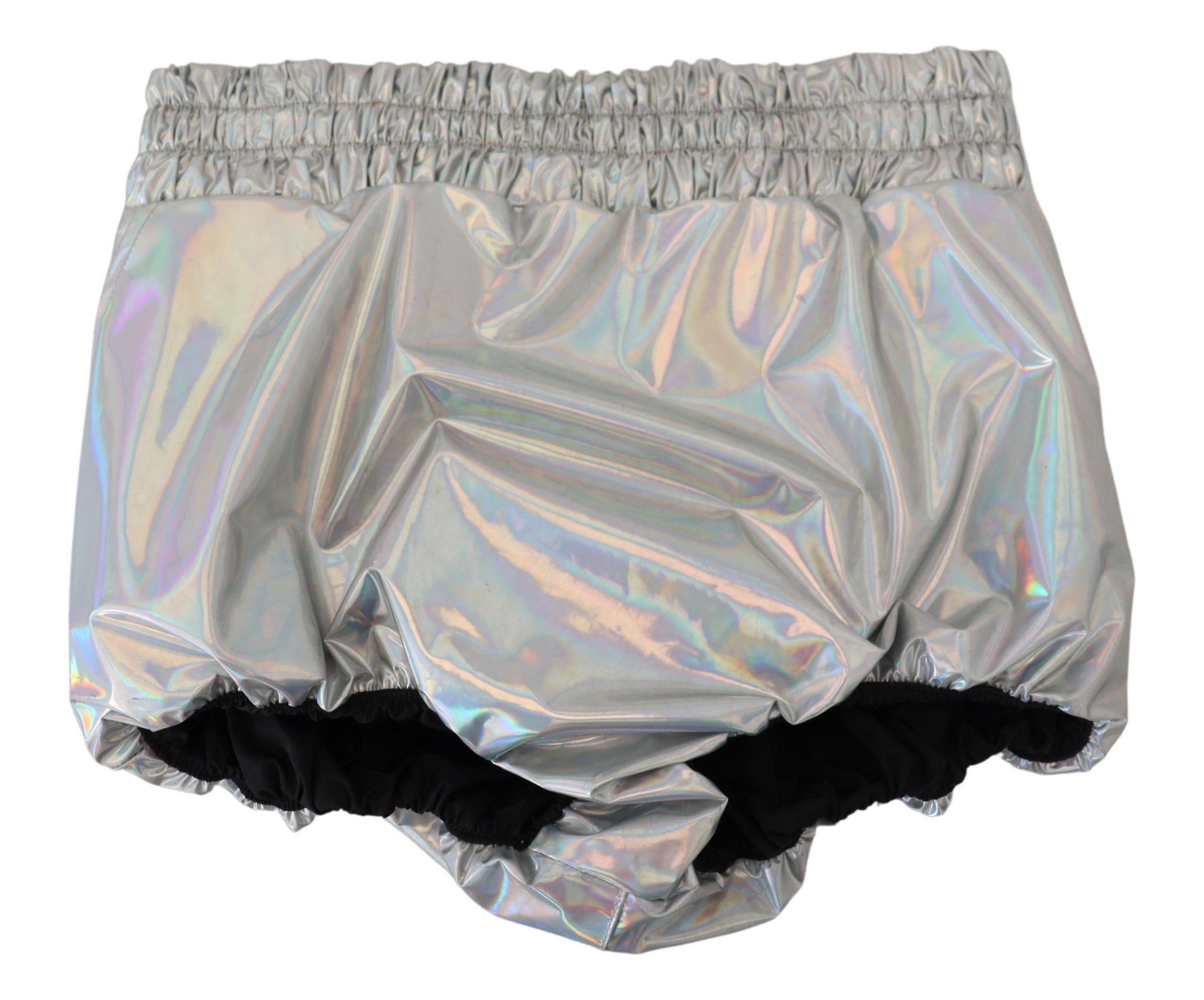 Dolce & Gabbana Silver holographic high-waisted hotpants shorts-4